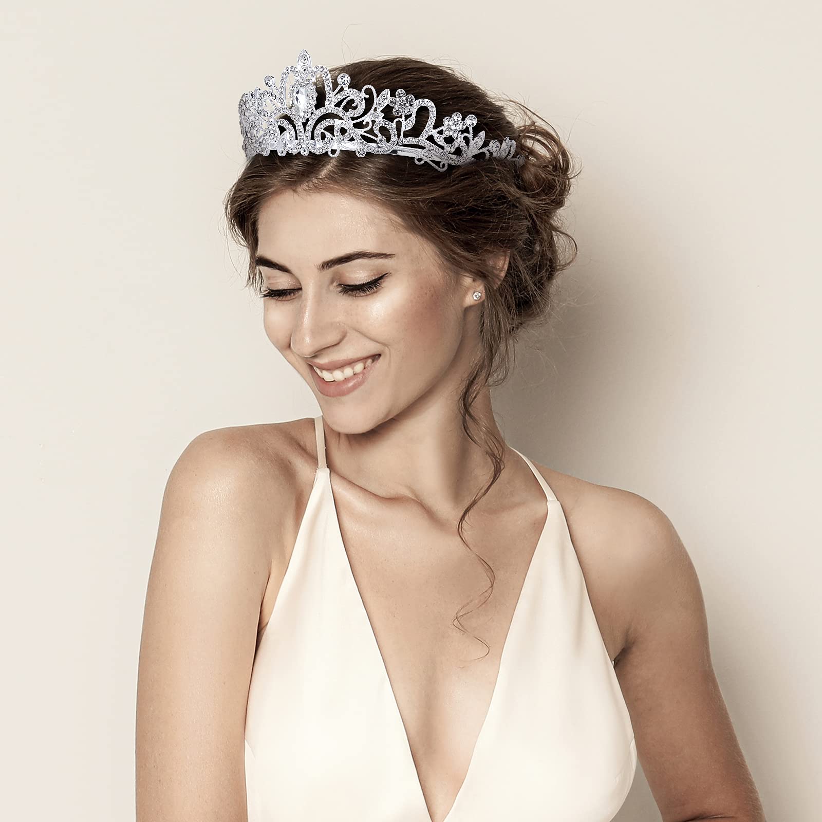 Sparkling Silver Princess Crown for Women & Girls - Crystal Queen Tiara for Bridal, Birthday, Prom, Pageant, Halloween & Christmas Costume Accessories | Perfect for Weddings, Parties & Special Occasions