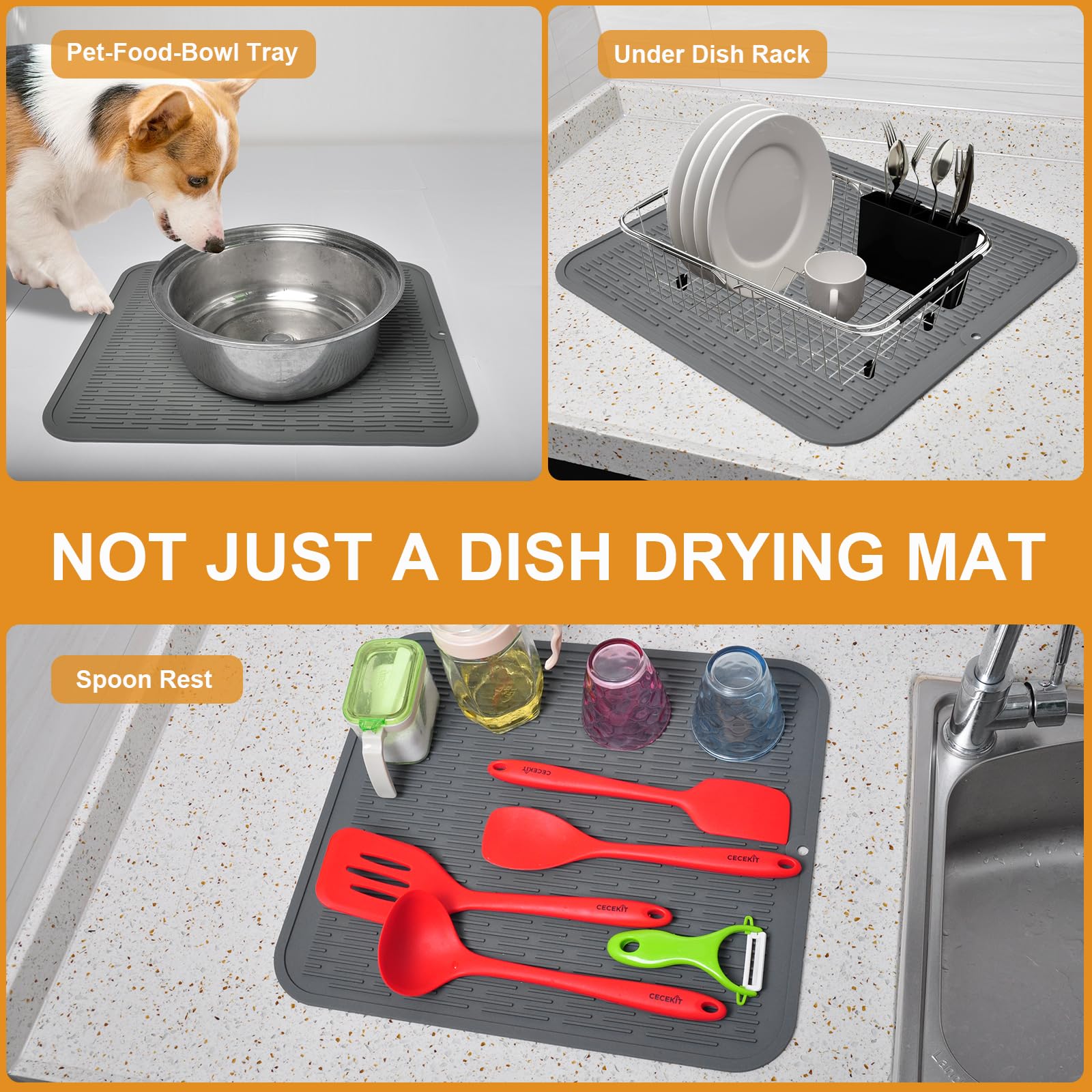 Silicone Dish Drying Mat 18x16
