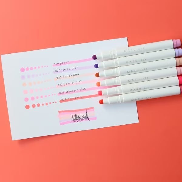 MARU Liner Highlighter Set - 6 Vibrant Colors for Study & Note-Taking | Premium Quality by Epoch Chemical | Perfect for Students, Office & School Supplies