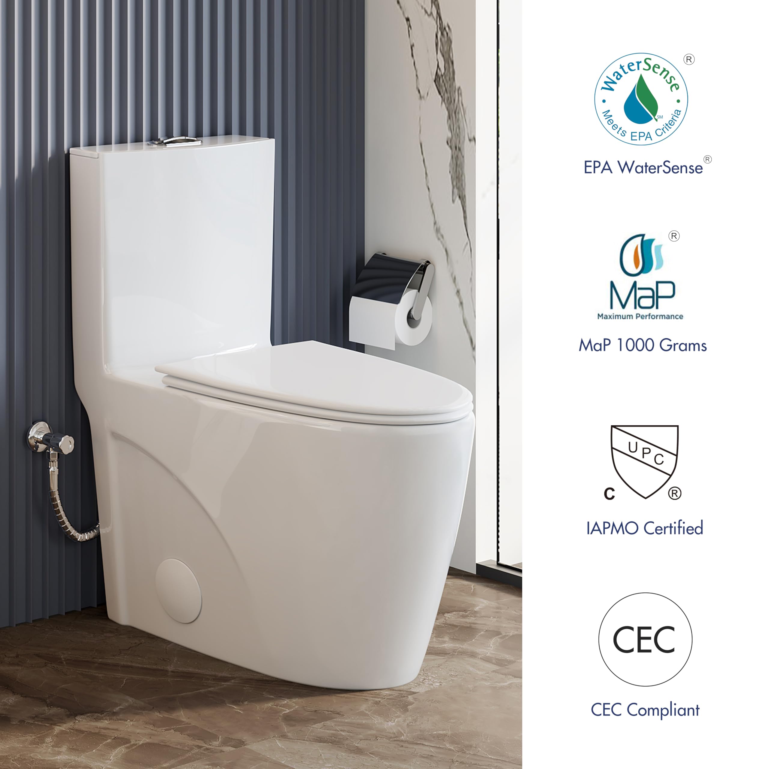 Eridanus Elongated One Piece Toilet - 1.1/1.6 GPF Dual Flush, 12