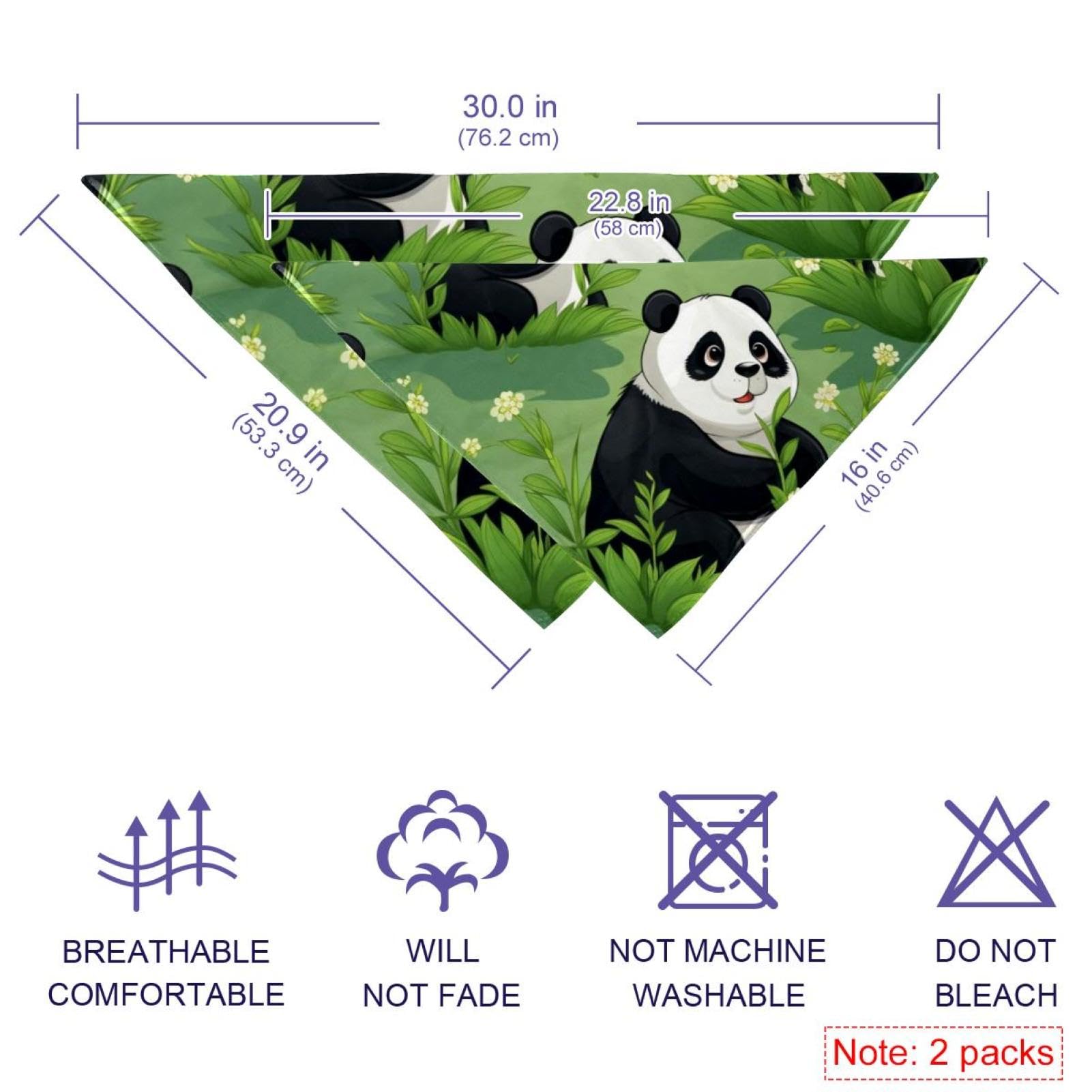 Panda & Flower Print Dog Bandanas - 2-Piece Set for Small, Medium & Large Dogs & Cats - Cute Pet Accessories for Daily Walks, Photo Shoots & Special Occasions