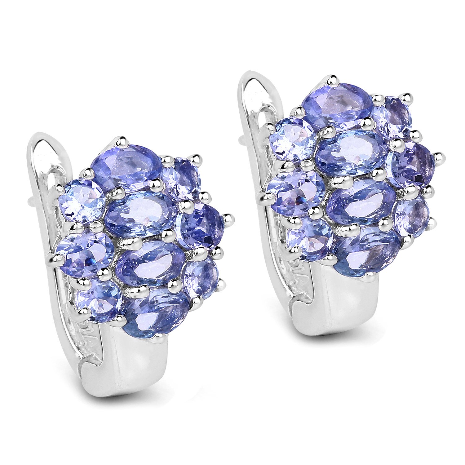 3.48 Carat Genuine Tanzanite Sterling Silver Earrings for Women - .925 Silver Dangle Earrings for Wedding, Party & Special Occasions