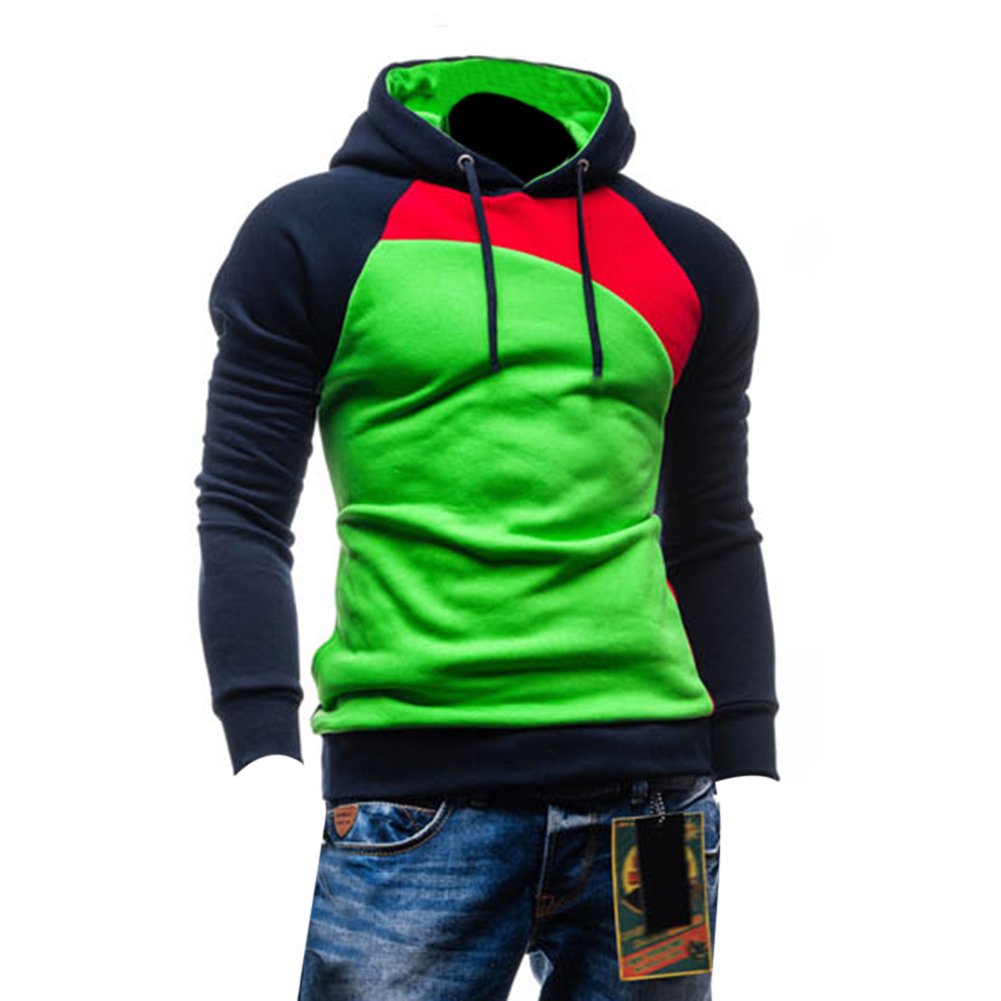HUASHI Men's Color Block Pullover Hoodie with Raglan Sleeves - Soft Fleece Loungewear for Casual Wear, Gym & Outdoor Activities (Sizes M-4XL)
