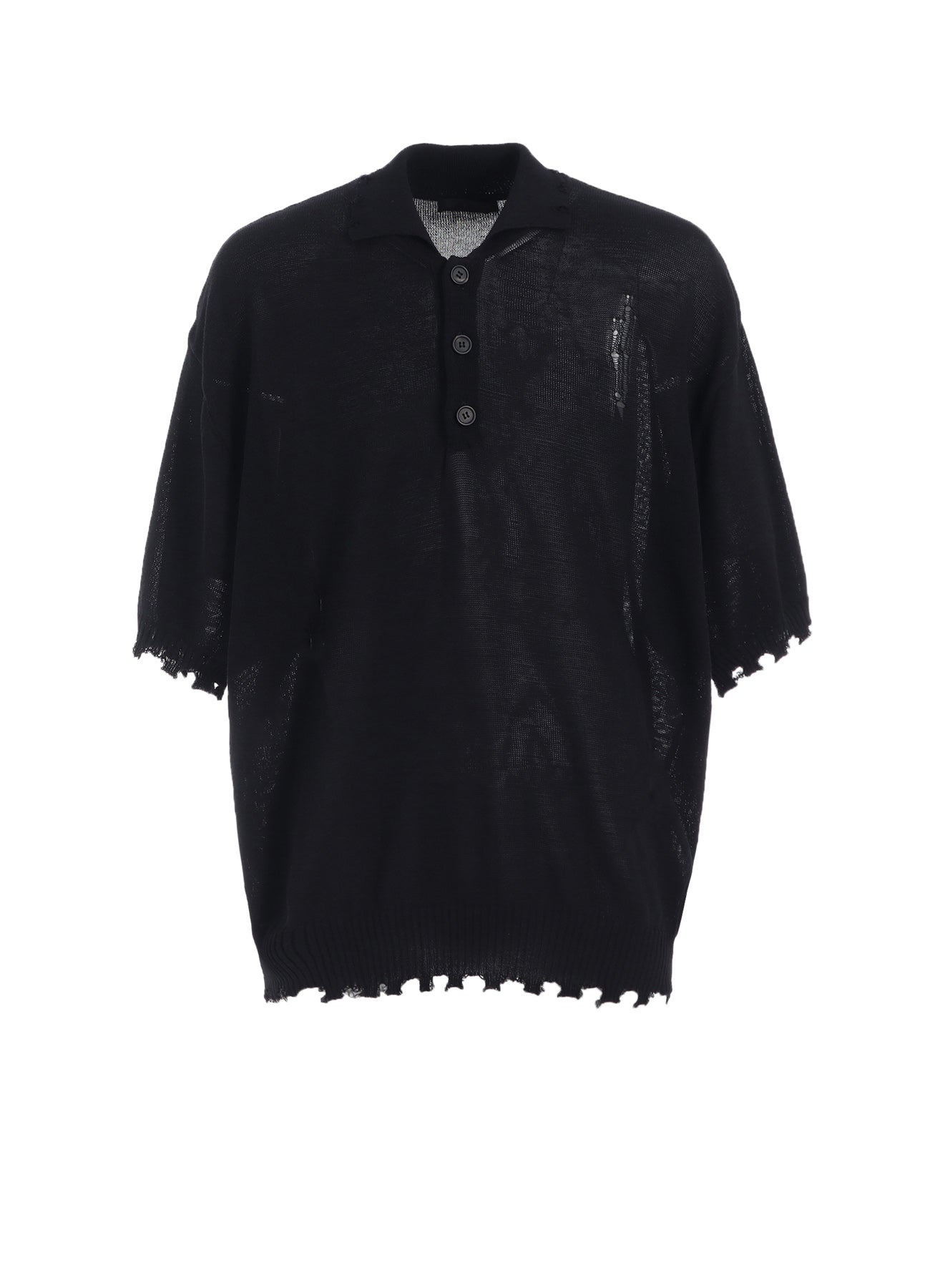 Compact Twist 10g Damaged Knitted Polo Shirt for Men - Lightweight Breathable Casual Top for Summer, Streetwear & Office Wear
