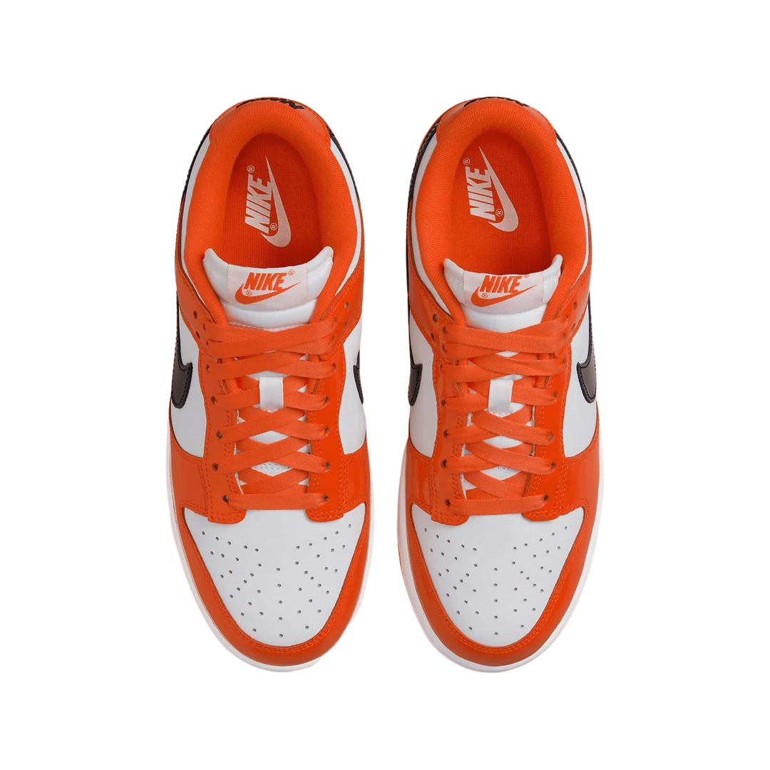 Nike Women's Dunk Low Patent Leather Sneakers - Halloween Edition in Brilliant Orange & Black | Stylish Casual Shoes for Women, Perfect for Streetwear, Parties, and Everyday Fashion