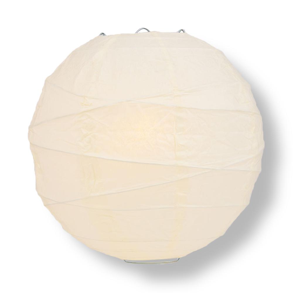 20 Pack Beige/Ivory Round Paper Lanterns with Free Style Ribbing - Chinese Hanging Decor for Wedding, Party & Home Decoration - Perfect for Indoor/Outdoor Events & Festive Celebrations