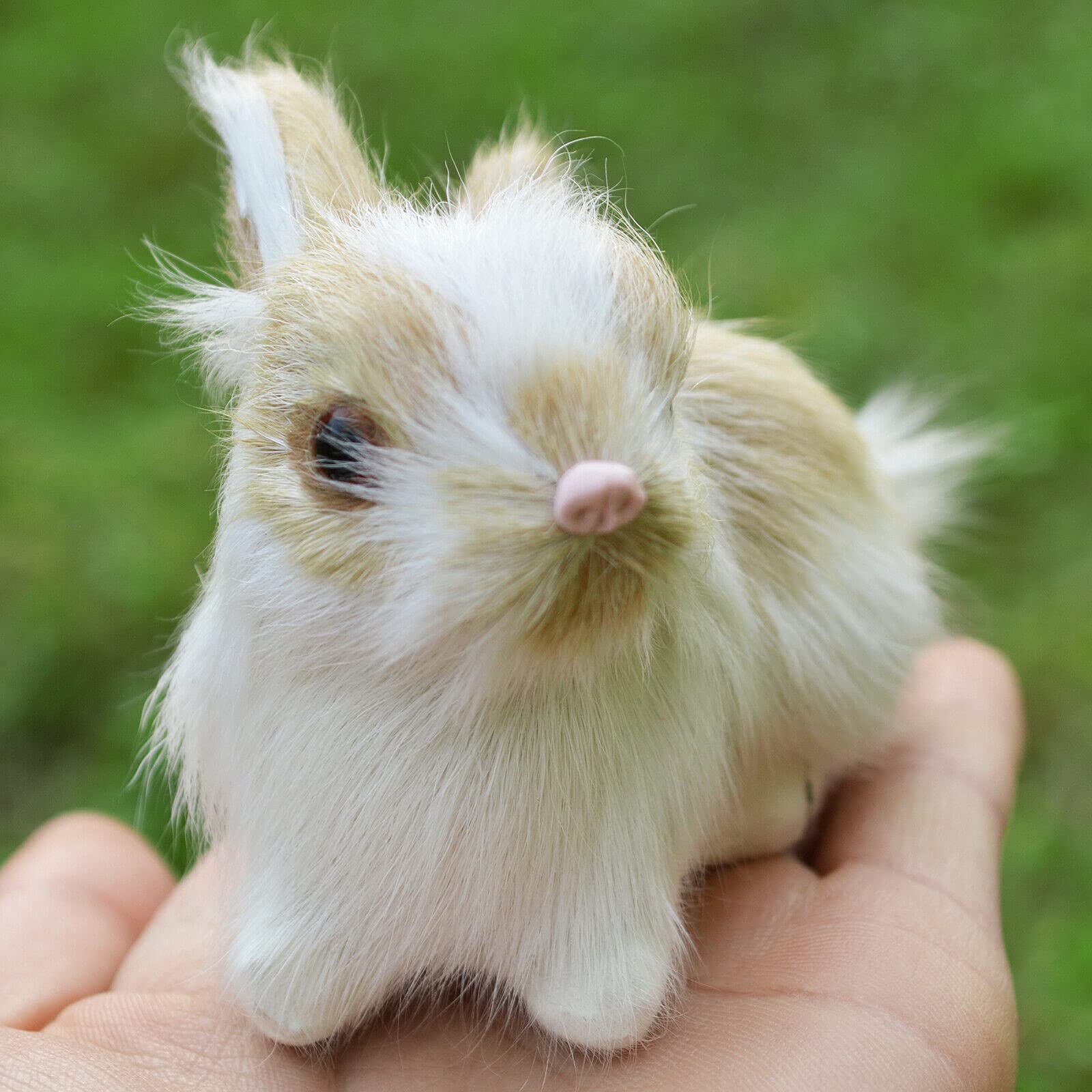 4 Pack Realistic Mini Furry Rabbit Figurines - Lifelike Farm Animal Models for Home Decor, Easter Bunny Stuffed Animals, Spring Collectibles & Photo Props | Perfect for Easter Gifts, Kids Room Decor, and Seasonal Displays