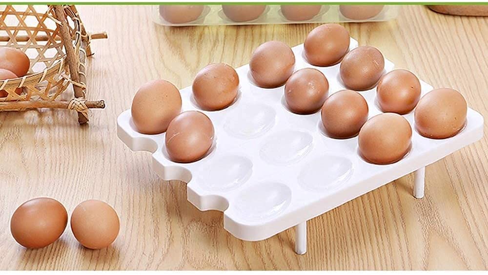 32 Grid Double Layer Plastic Egg Storage Container with Lid & Tray - Portable Refrigerator Organizer for Kitchen, Camping & Picnic (Pack of 1) | Fresh Egg Carrier for Home & Outdoor Use