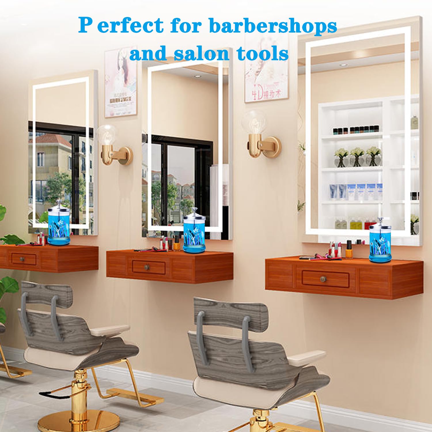 33 Oz Glass Barber & Manicure Jar with Removable Basket - Nail Tools Organizer & Salon Supplies Container for Professional Barbers & Nail Technicians - Perfect for Salon, Spa & Home Manicure Stations