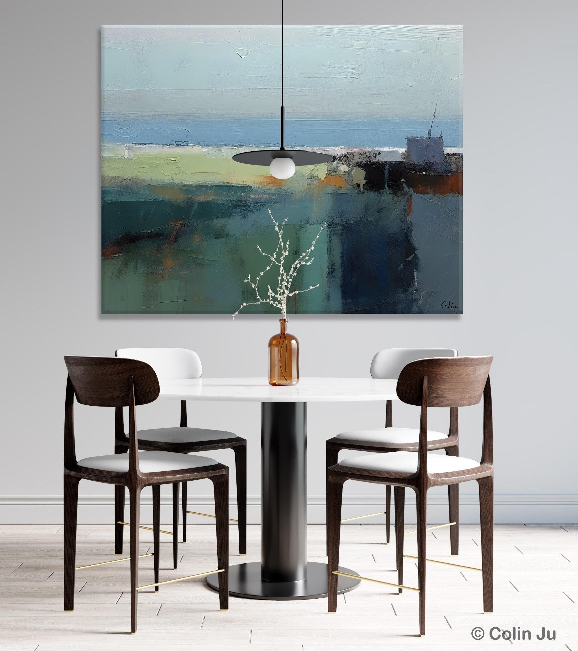 Modern Abstract Landscape Acrylic Painting on Canvas - Handmade Wall Art for Living Room, Bedroom & Office Decor - Contemporary Home Decor Gift Idea