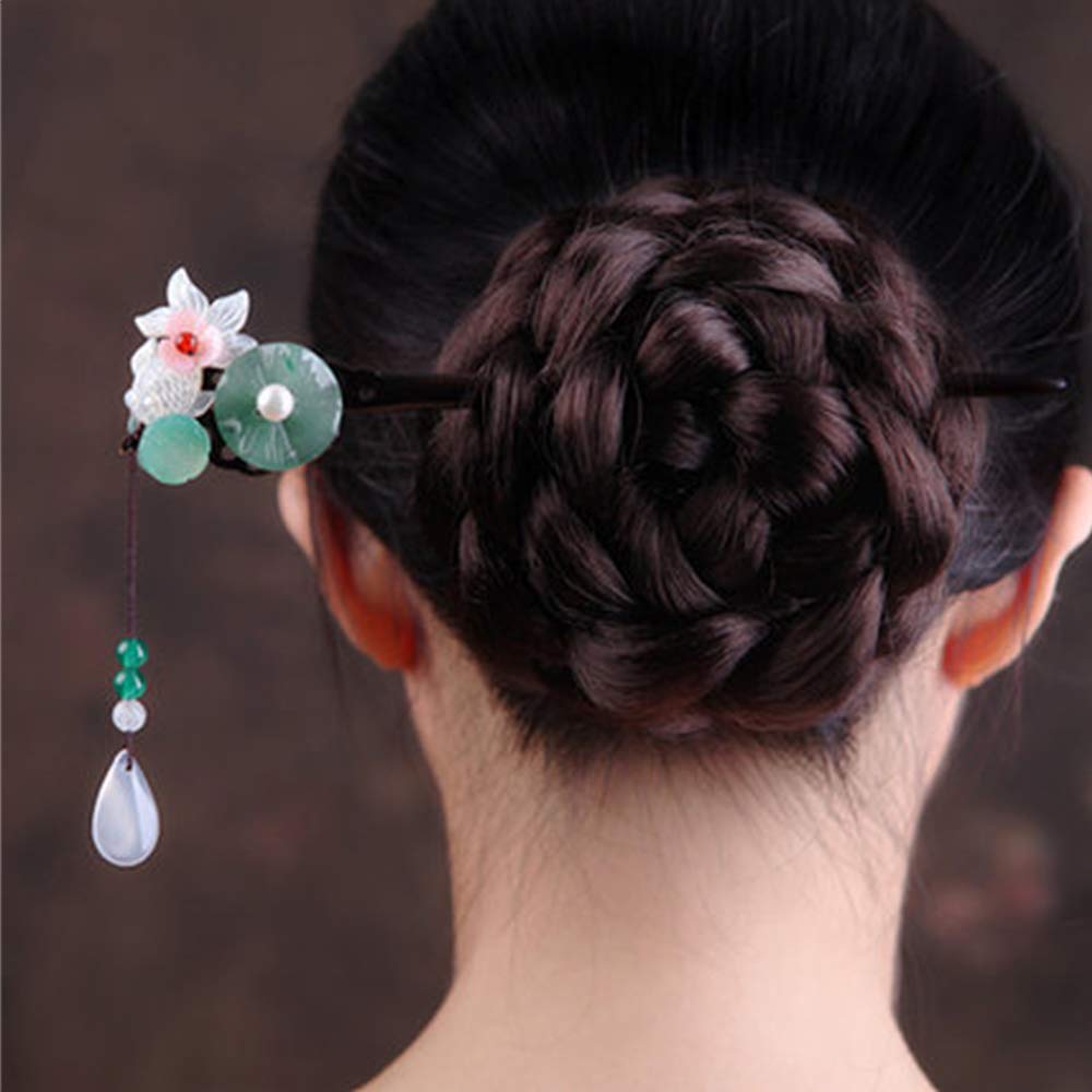 Chinese Golden Fish Lotus Wooden Hair Sticks for Women - Handmade Bun Hair Pins, Hair Chopsticks for Long Hair - Perfect for Daily Use, Parties & Special Occasions