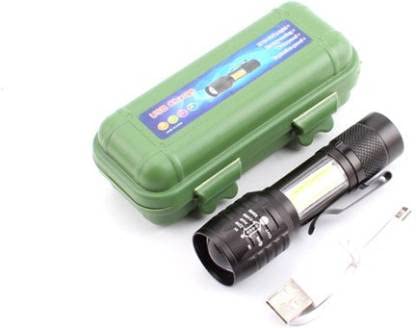 Rechargeable LED Pocket Flashlight with Clip - USB Charging, Compact & Bright Torch for Camping, Hiking, Emergency (Black)