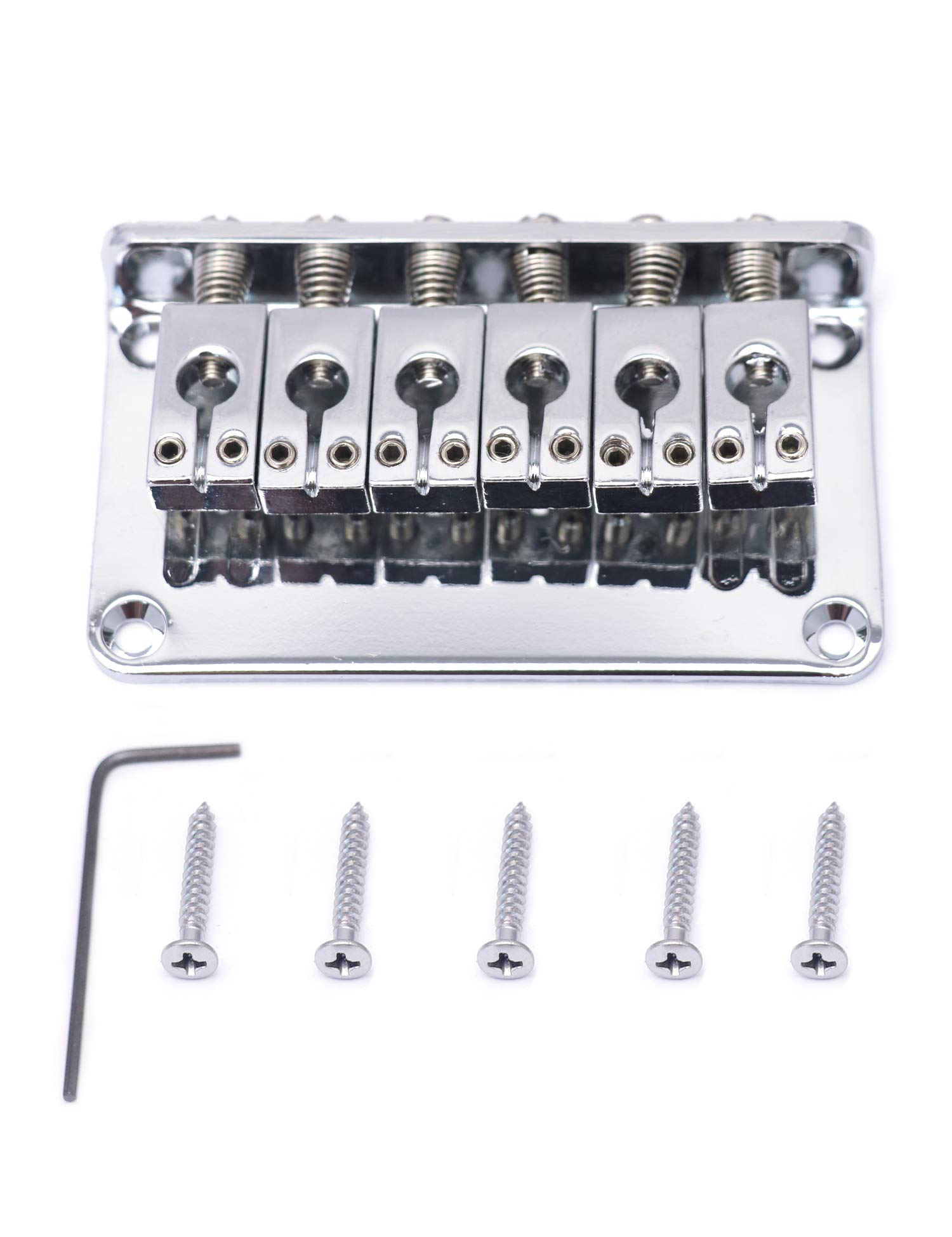 Metallor Chrome Guitar Saddles Bridge - Replacement for Hardtail Strat & Tele Electric Guitars | Perfect for DIY Repairs & Upgrades | Enhance Tone & Playability