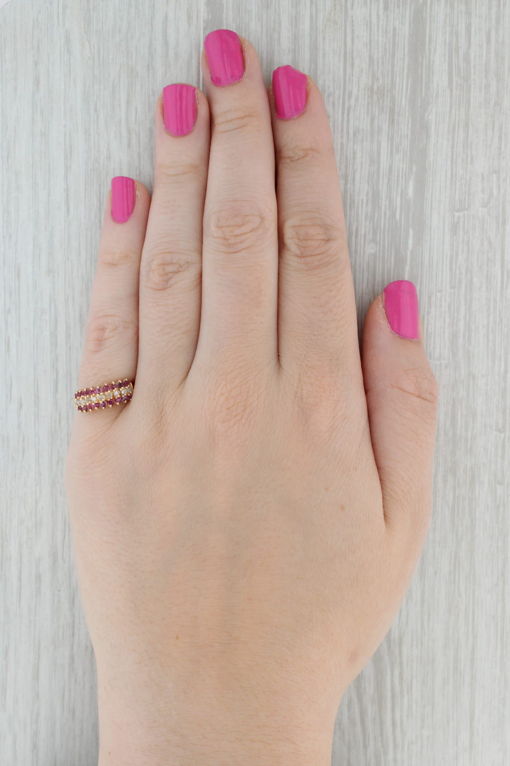 0.46ctw Natural Ruby & Diamond Pyramid Stacking Ring in 10k Yellow Gold - Size 6.75 - Perfect for Anniversary Gifts & Special Occasions
