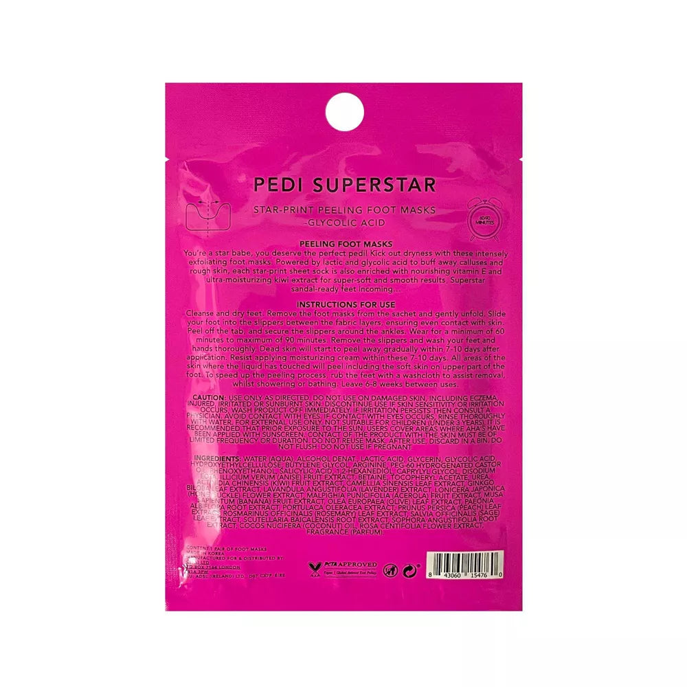 Holler & Glow Pedi Superstar Foot Mask - Exfoliating & Moisturizing Treatment for Soft, Smooth Feet - Perfect for At-Home Spa & Pedicure Care