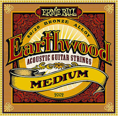 Ernie Ball Earthwood 80/20 Bronze Medium Acoustic Guitar Strings - Premium Sound for Folk, Country & Fingerstyle Playing