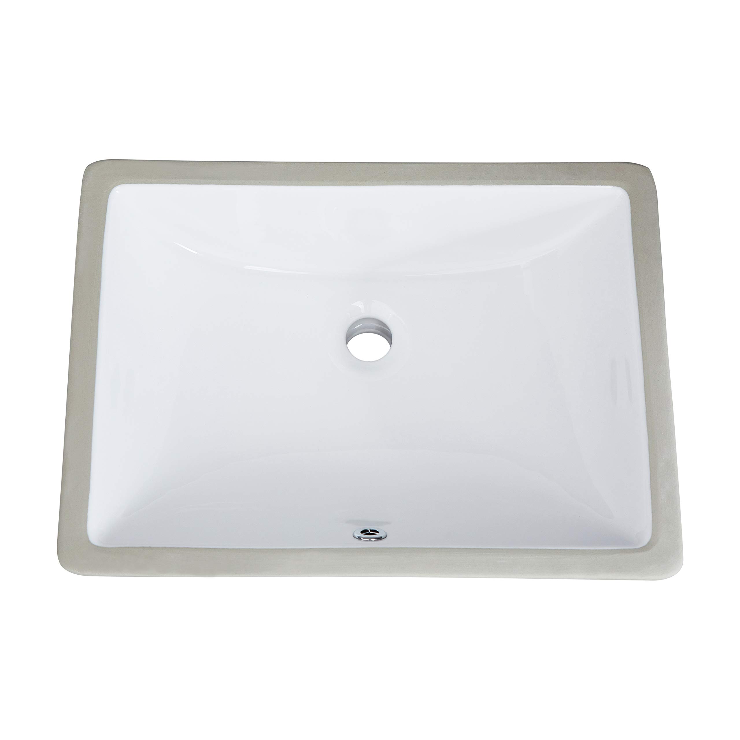 PetusHouse 16.7x12 Inch White Ceramic Undermount Bathroom Vessel Sink with Pop Up Drain - Rectangle Vanity Sink with Overflow for Modern Bathroom, Powder Room, or Guest Bath Installation