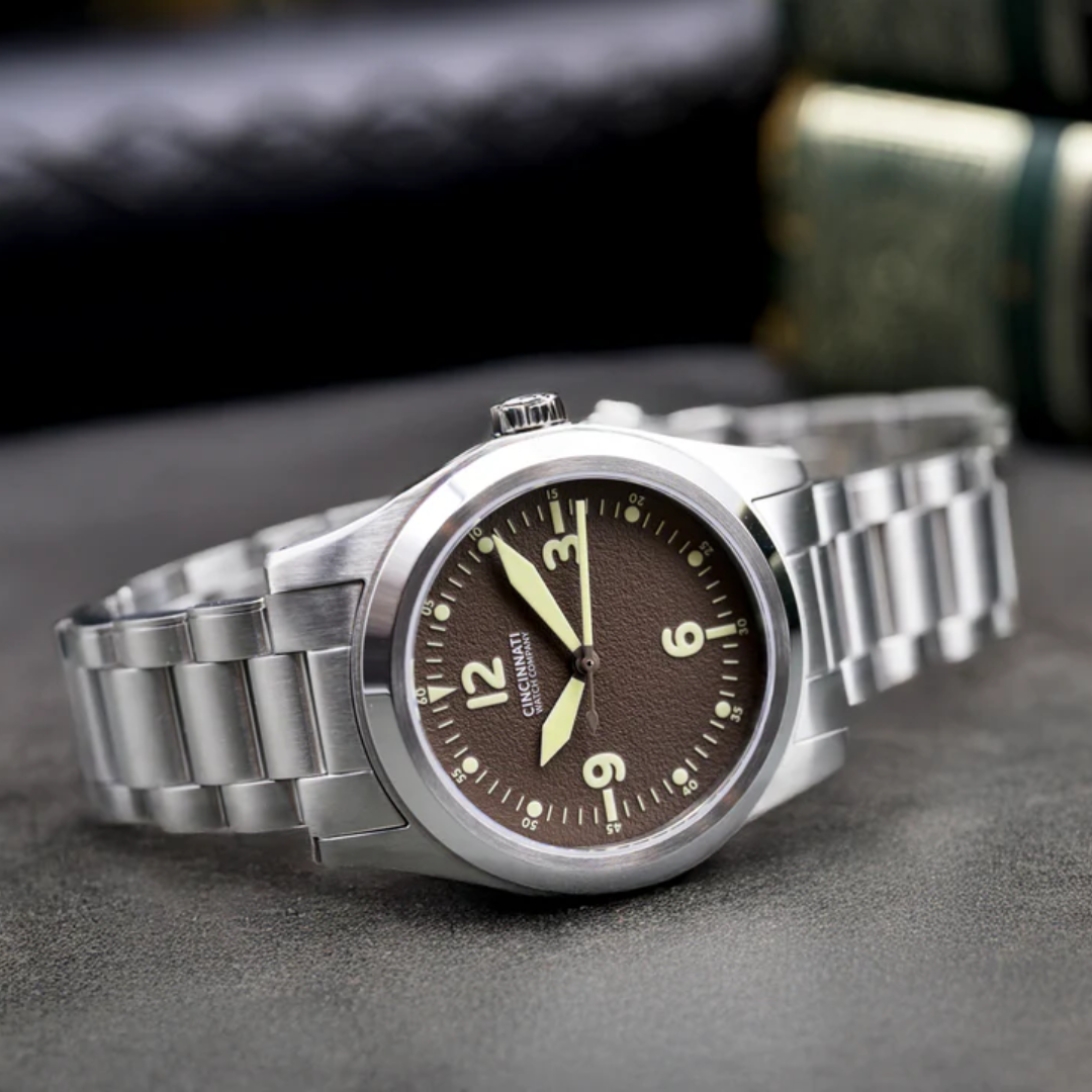 P40 A11 Brown Mechanical Pilot Watch for Men - Vintage Aviation Timepiece with Leather Strap - Perfect for Pilots, Collectors & Outdoor Enthusiasts