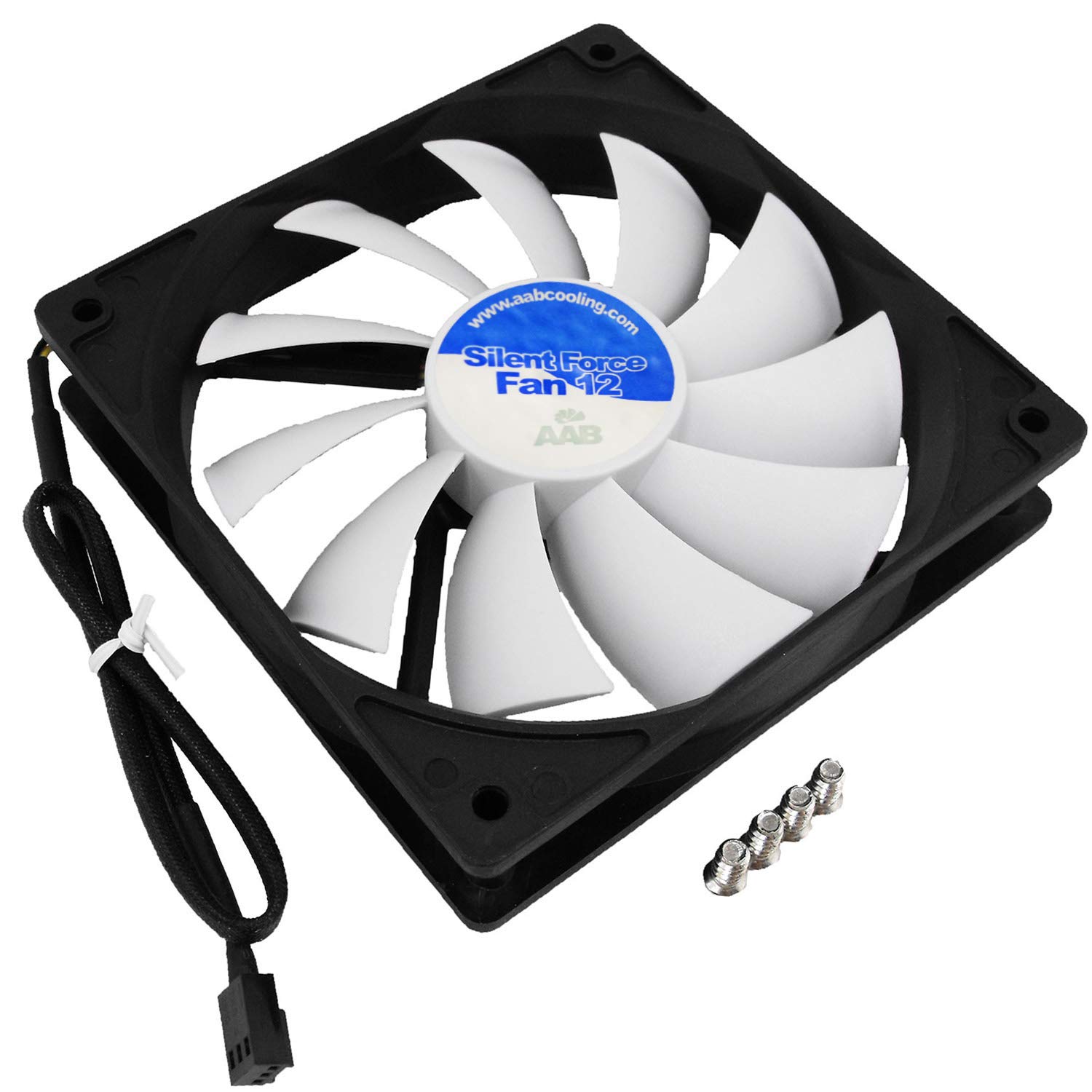 AAB Cooling Silent Force Fan 12 - Ultra Quiet 120mm PC Case Fan with 4 Anti-Vibration Pads, 12V DC Motor - 3 Pack for Gaming PC, Workstation, Server & Home Office Cooling