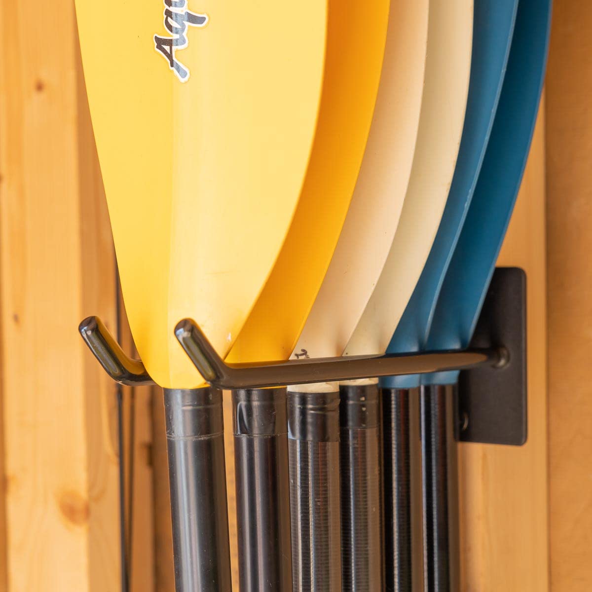 StoreYourBoard Paddle Storage Wall Rack - Kayak, SUP, Canoe Paddle Holder with Hanging Hooks - Indoor Wall Mount Organizer for Water Sports Equipment - Perfect for Garage, Basement or Boat House Storage