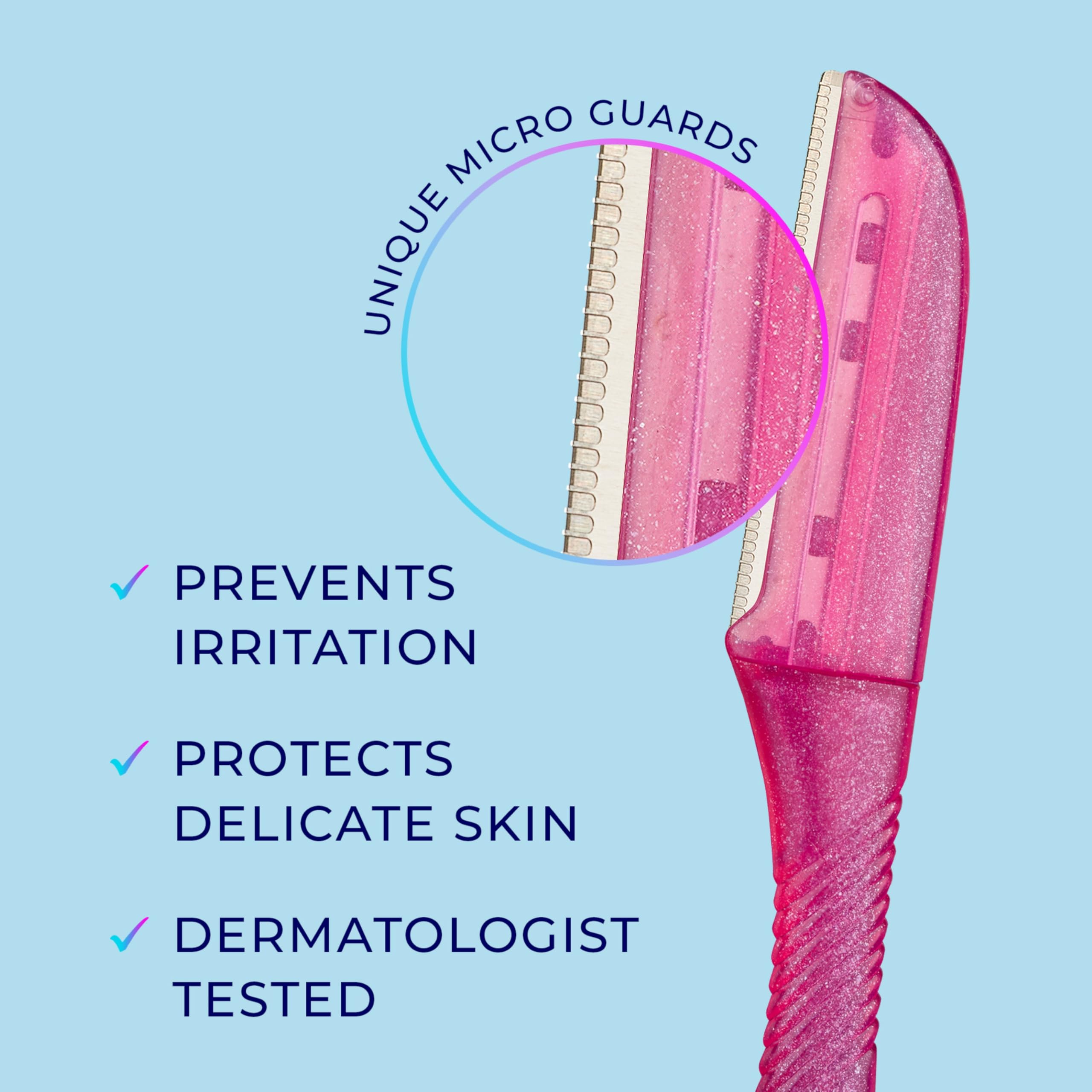 Schick Hydro Silk Touch-Up Dermaplaning Tool with Precision Cover - 3 Pack | Women's Facial Razor for Eyebrows & Peach Fuzz Removal | Smooth Skin Care & Makeup Prep | At-Home Dermaplaning & Beauty Routine Essential