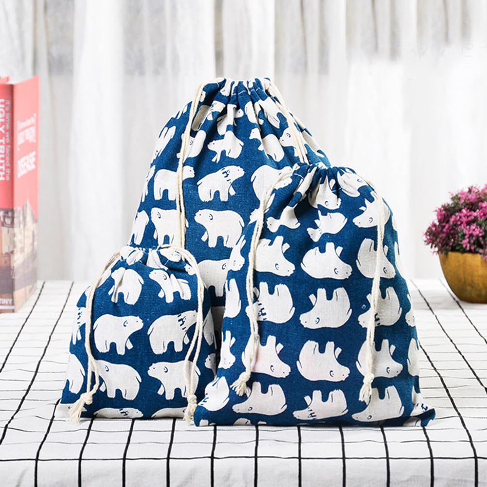 5-Pack Cotton Canvas Drawstring Storage Pouches - Breathable, Dust-Proof Shoe & Travel Organizer Bags for Shoes, Accessories & Small Items (05-TRV-BG1) - Perfect for Travel, Gym, Home & Office Organization