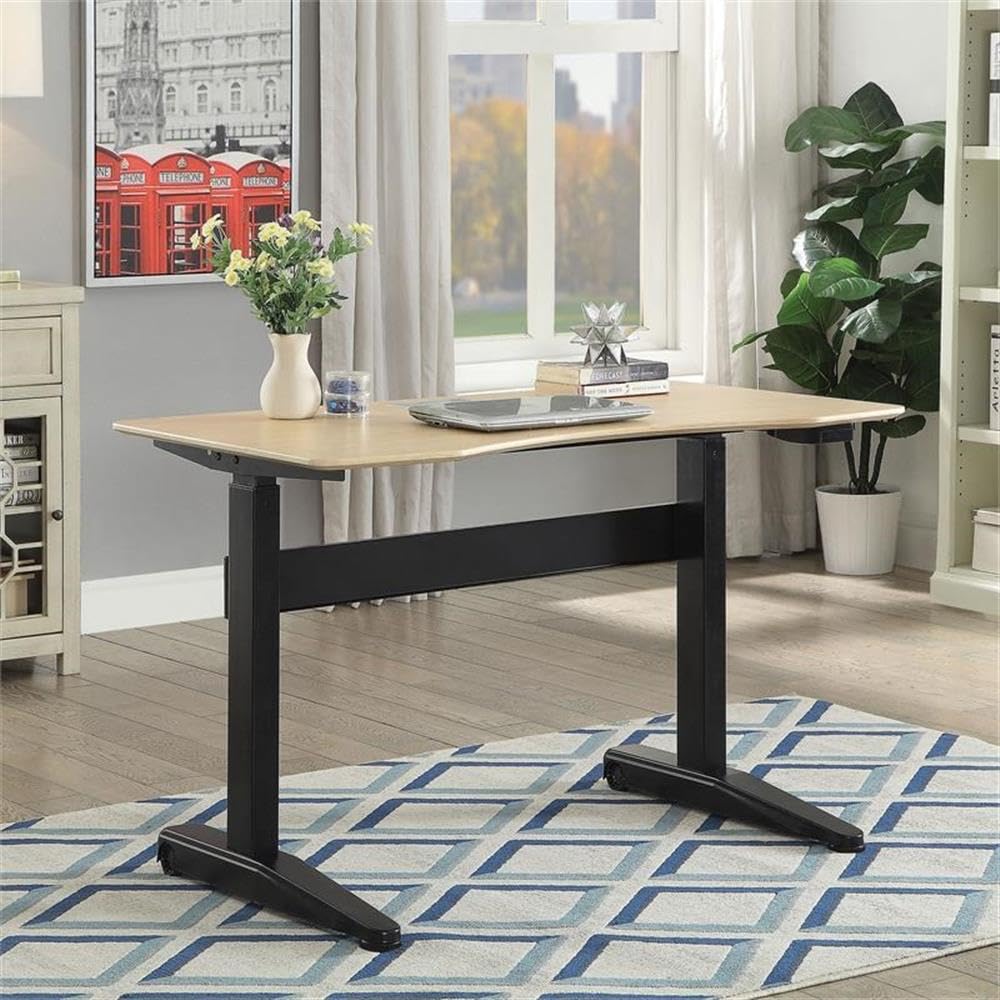 Furniture of America Glenda Adjustable Height Metal Standing Desk - Black Compact Workspace Solution for Small Offices & Home Use
