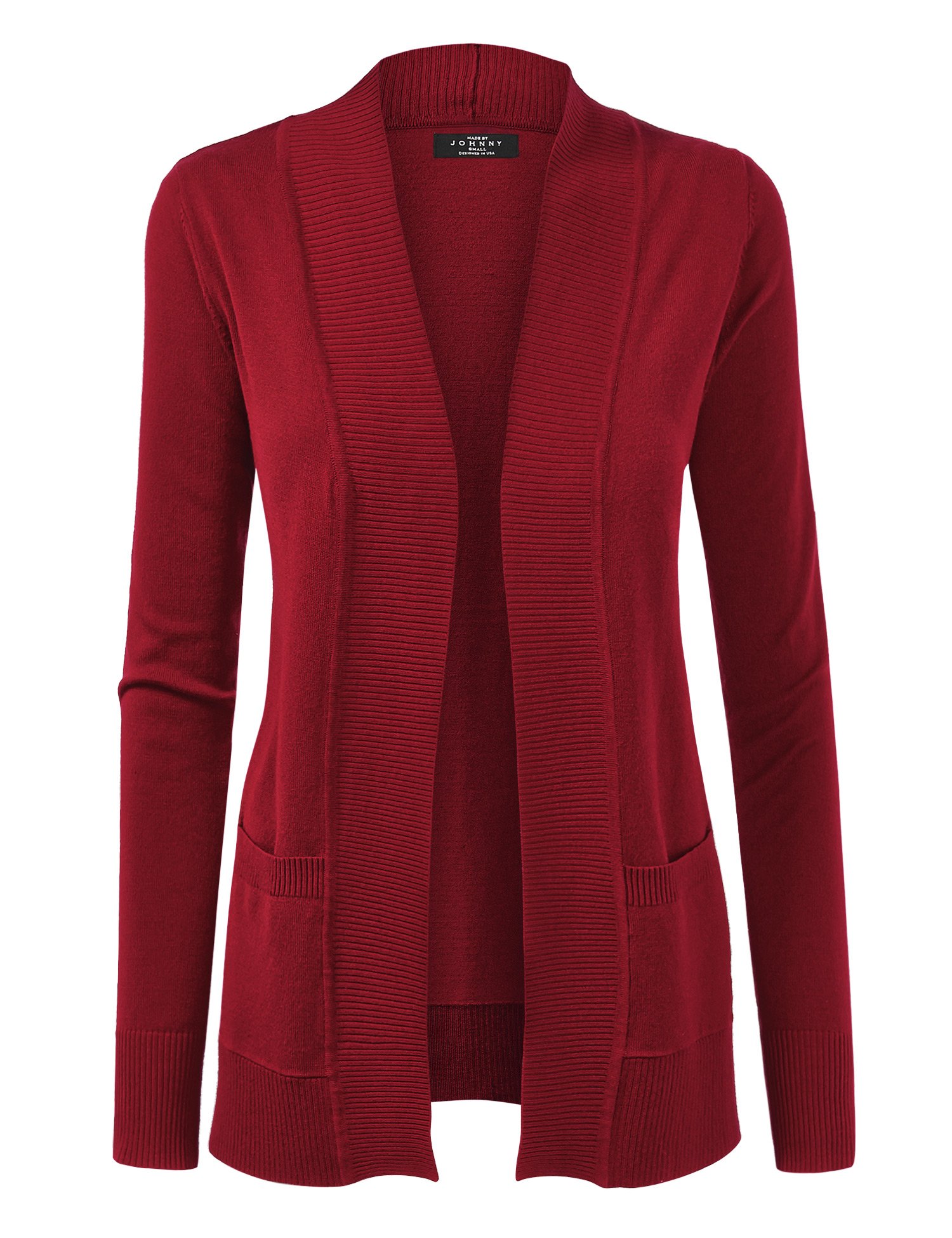 Made By Johnny Women's Open Front Long Sleeve Knit Cardigan Sweater with Pockets | Casual Classic Pullover for Fall & Winter | Perfect for Office, Coffee Dates & Cozy Evenings