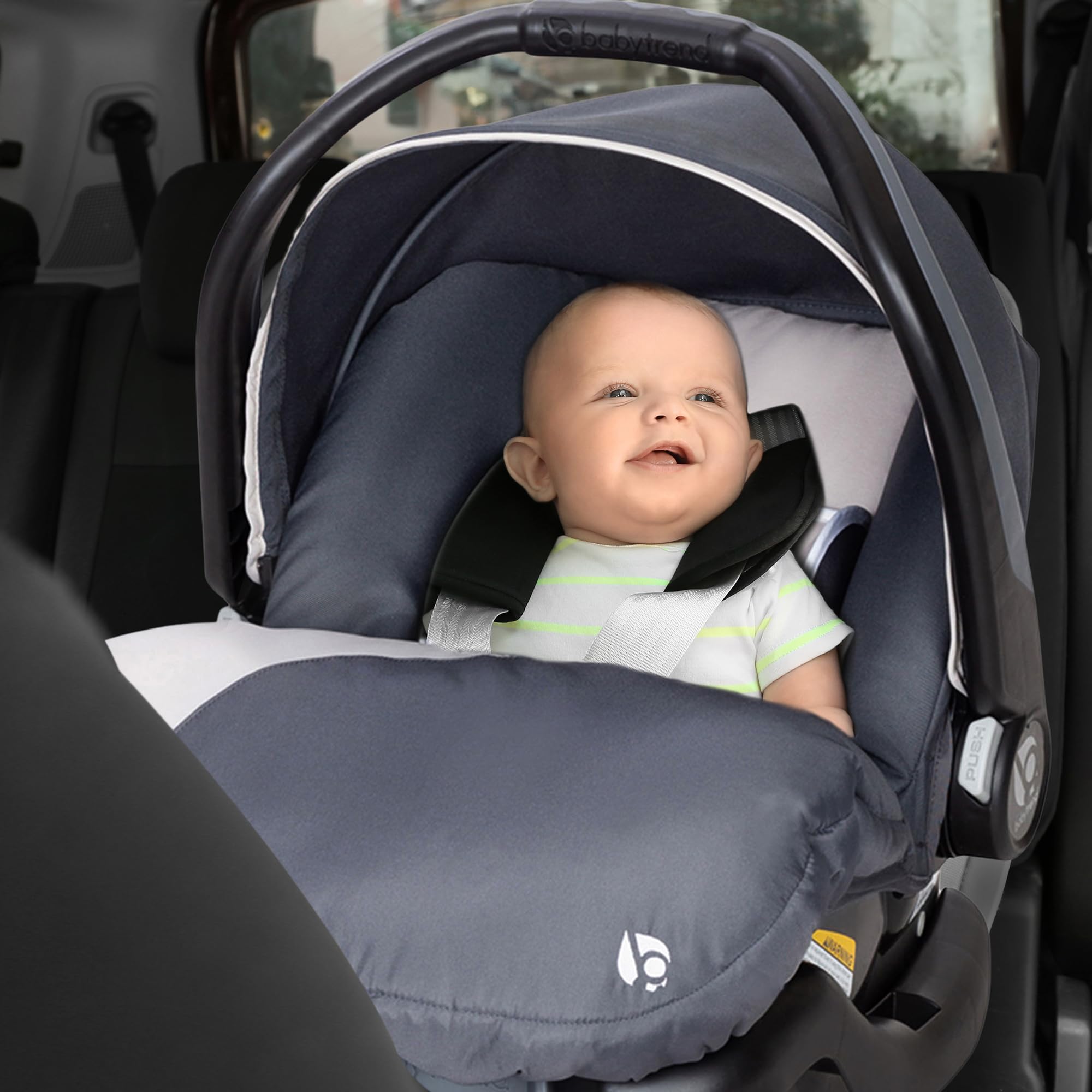 Baby Trend Ally Newborn Infant Car Seat Carrier Travel System - 5-Point Harness & Cozy Cover for Babies Up to 35 lbs, Gray Magnolia | Safe & Comfortable for Daily Commute, Road Trips & Air Travel