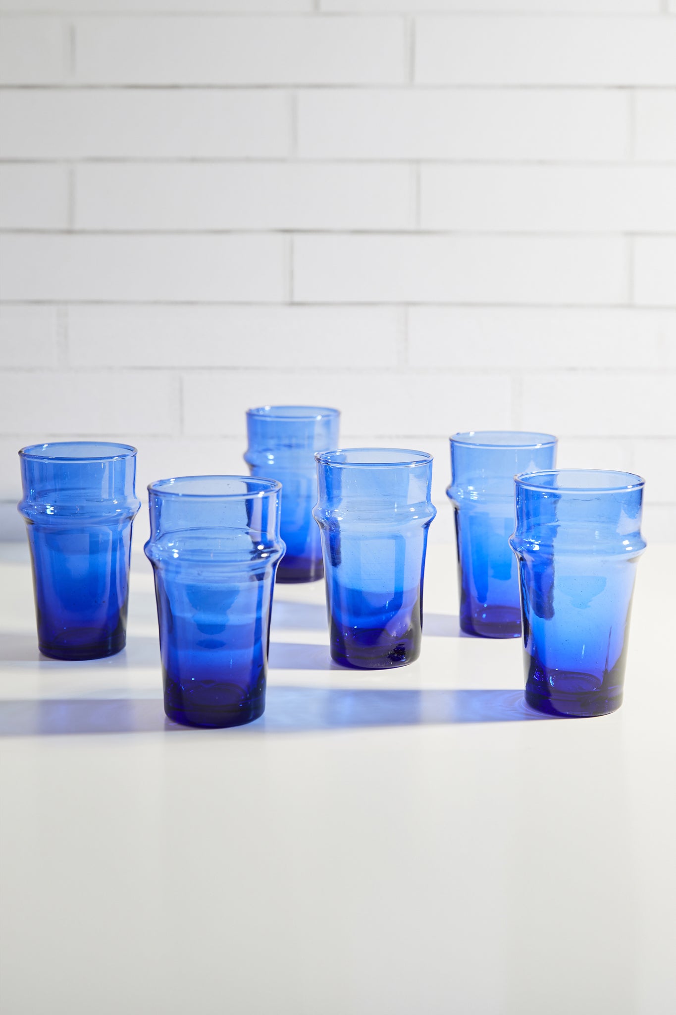 Premium Blue Moroccan Beldi Glassware Set - Handcrafted 6-Piece Drinking Glasses for Tea, Coffee & Juice - Perfect for Home Decor, Gifts & Entertaining