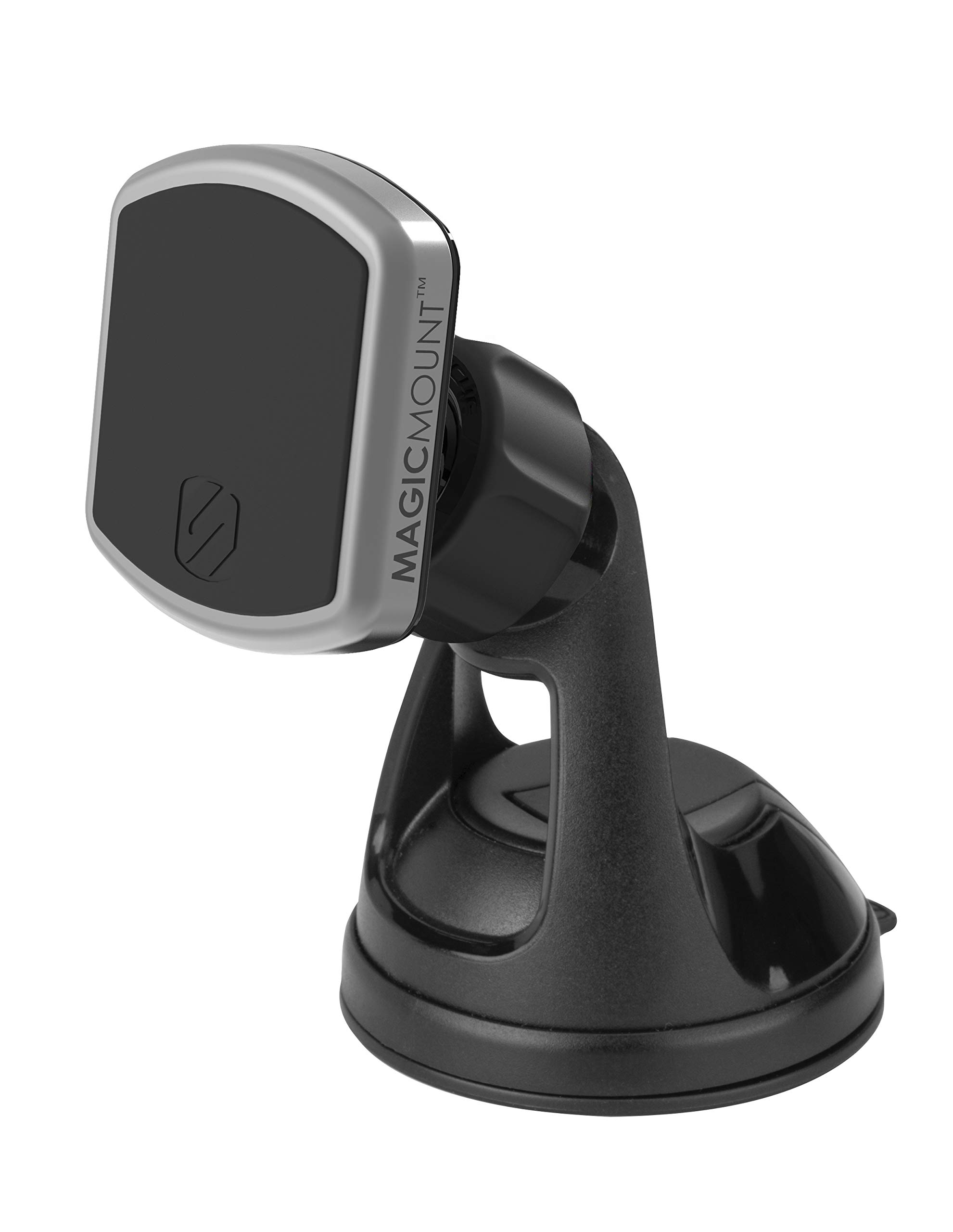 Scosche MPWD2-XTPR MagicMount Pro Universal Magnetic Phone Holder - Strong Suction Cup Car & Desk Mount for iPhone, Samsung, Google Pixel - Secure & Adjustable - Black/Silver - Perfect for Driving, Office & Home Use