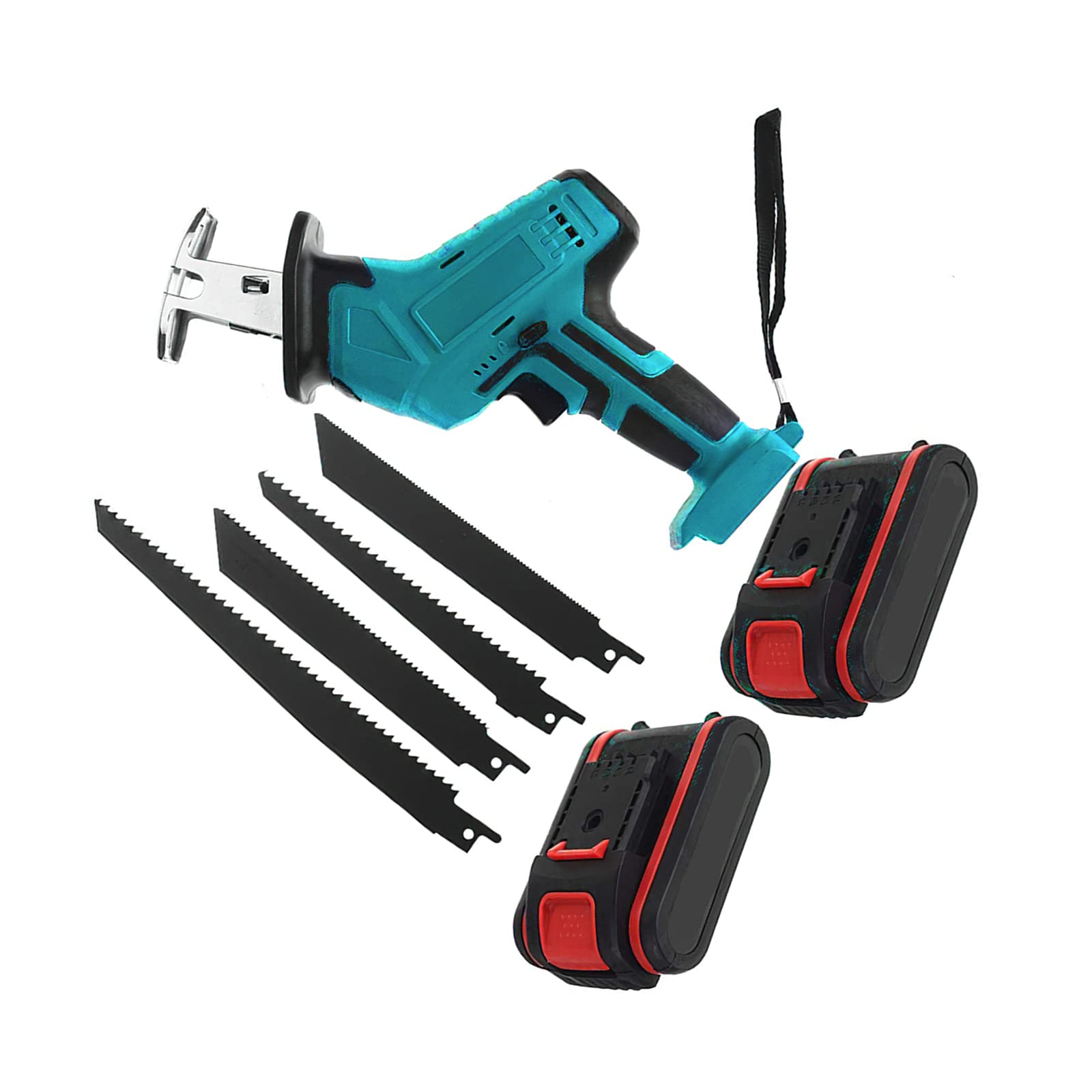 18V Cordless Reciprocating Saw Kit with 5 Saw Blades, 2 Rechargeable Batteries & Power Adapter - Electric Saw for Cutting Metal, Wood, PVC Pipe and Tree Branches - Perfect for DIY Projects, Home Renovation and Construction Work