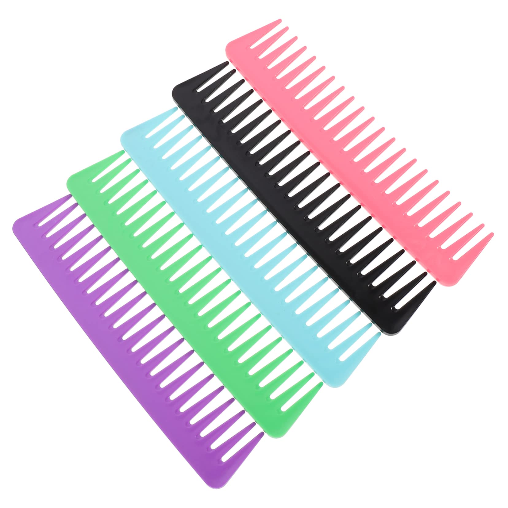Minkissy Wide Tooth Comb Set - 5 Pack Professional Hair Styling Combs for Wet & Dry Hair | Gentle Detangling, No Knots, Comfort Grip | Perfect for Barbershop, Salon & Home Hair Care (Black)