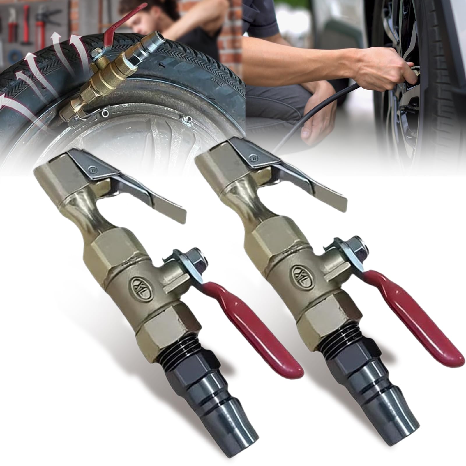 High-Pressure Air Blow Gun Nozzle - Heavy Duty Tire Inflation Chuck - Perfect Air Compressor Accessory for Car, Motorcycle & Tractor Tires (2 Pack) - Quick Inflation for Garage, Workshop & Farm Use