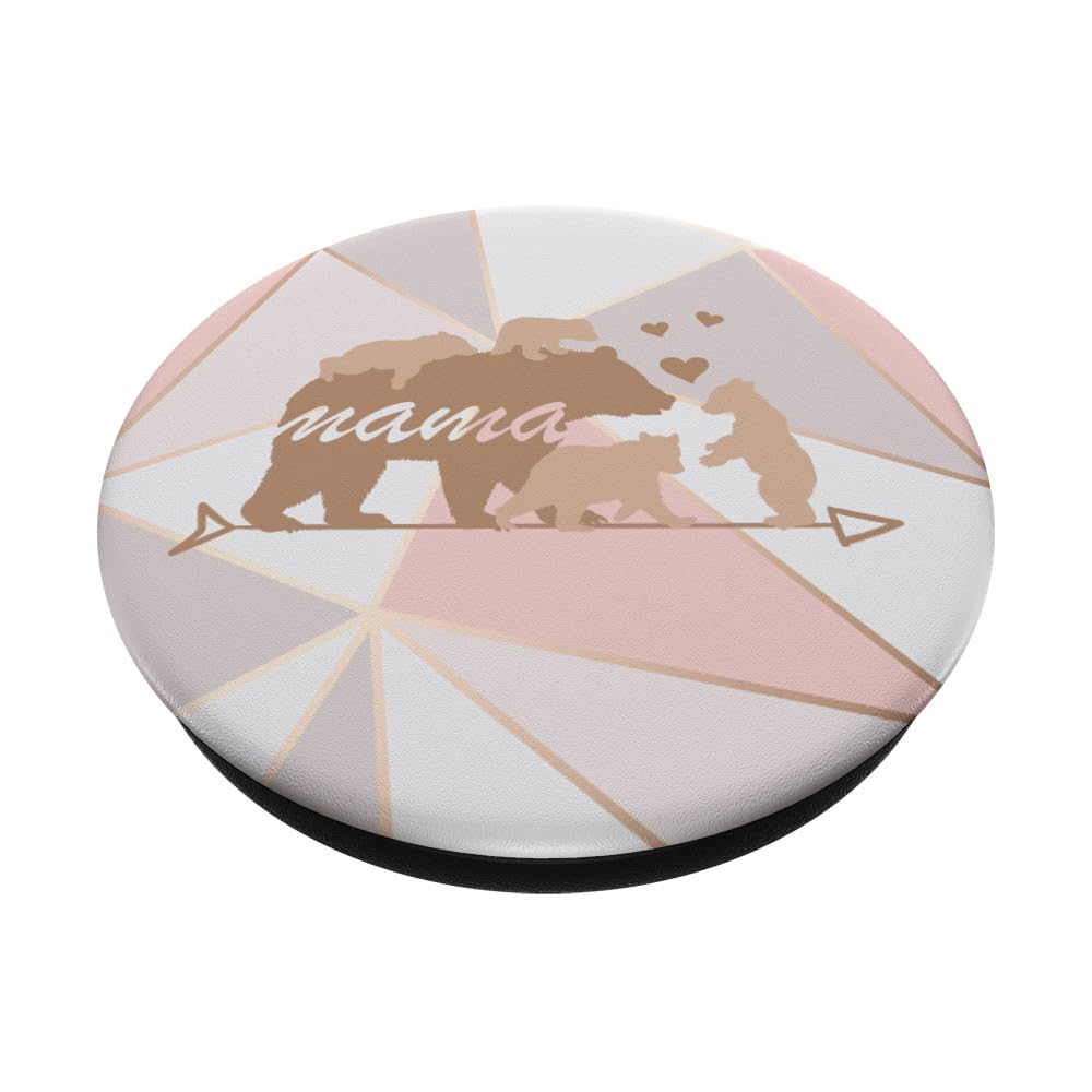 Mama Bear 4 Cubs Heart Arrows Pink PopSocket - Perfect Mothers Day Gift for Mom, Her, and Pop - Ideal for Phones, Tablets, and Daily Use