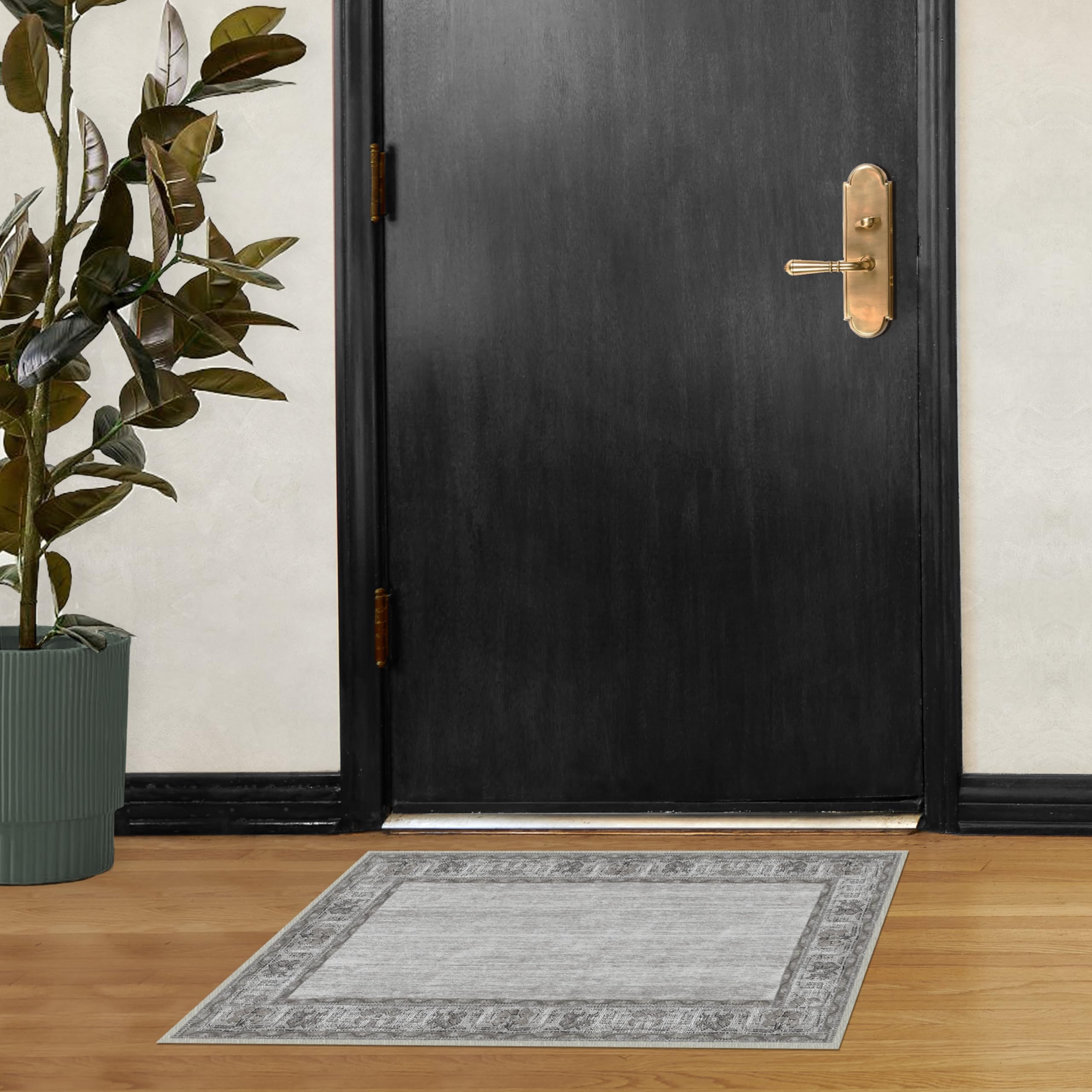 Washable 2x3 Area Rug by Ruggable - Zinnia Grey Non-Slip Premium Rug for Living Room, Bedroom, Kitchen, Office & Classroom | Includes Gripper Pad | Perfect for High-Traffic Areas & Pet-Friendly Homes