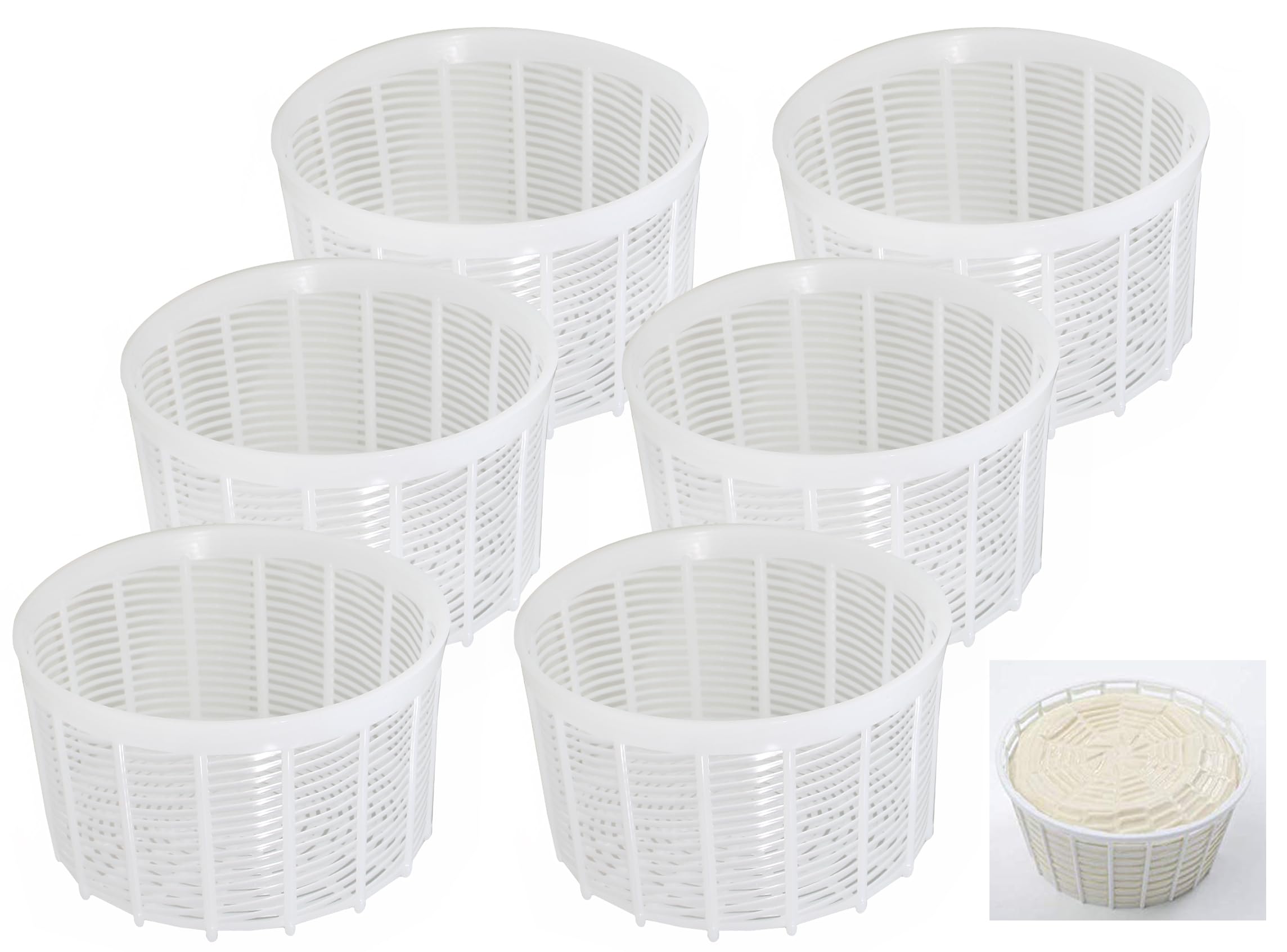 6-Piece Soft Cheese Mold Set for Homemade Cheese Making - 1.25QT Small Cheese Basket Mold for Feta, Ricotta & Cream Cheese - DIY Cheese Making Supplies - Perfect for Artisan Cheesemaking at Home (Molde Para Queso Fresco Casero) - Great for Gifts, Cooking Classes & Farmhouse Kitchens