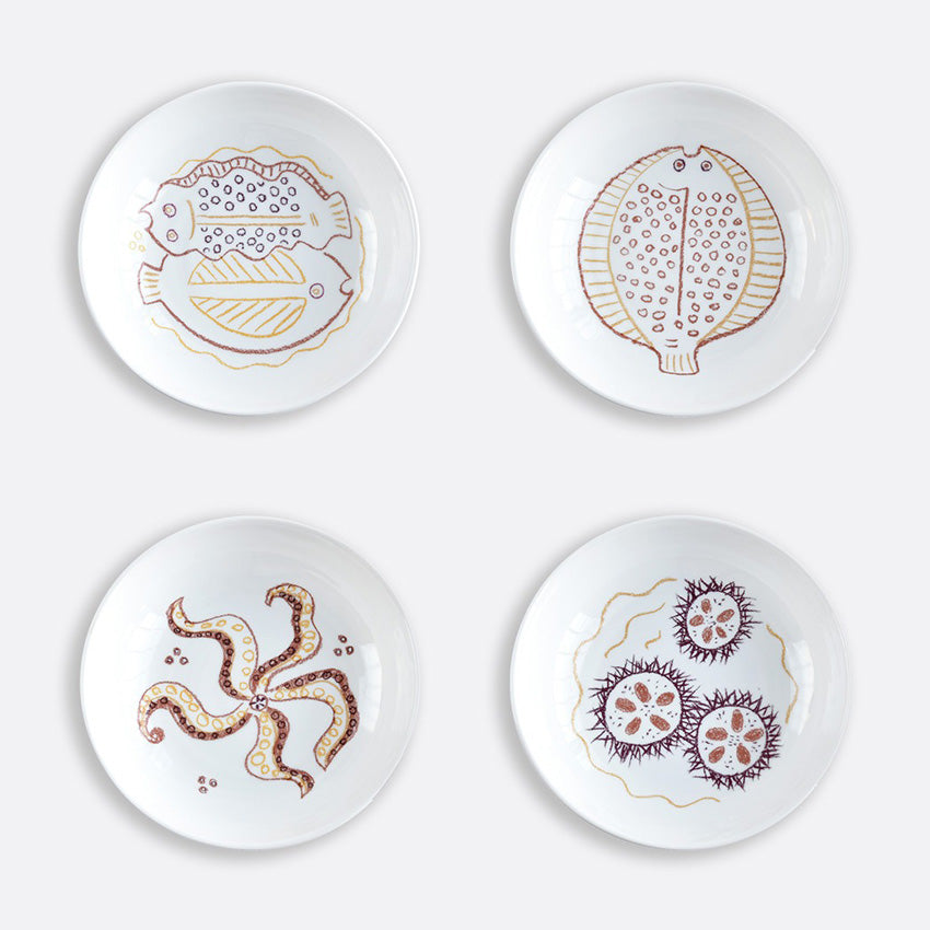 Bernardaud Marinette 4-Piece Assorted Soup Bowl Set - Elegant Porcelain Bowls for Soup, Salad, Dessert & Entertaining