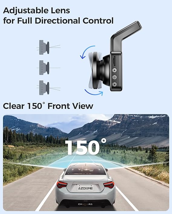 AZDOME M17 1080P WiFi Dash Camera with ADAS, 3-Inch Screen & 24H Parking Mode - Front Car Camera for Night Vision, Accident Recording, and Security Surveillance