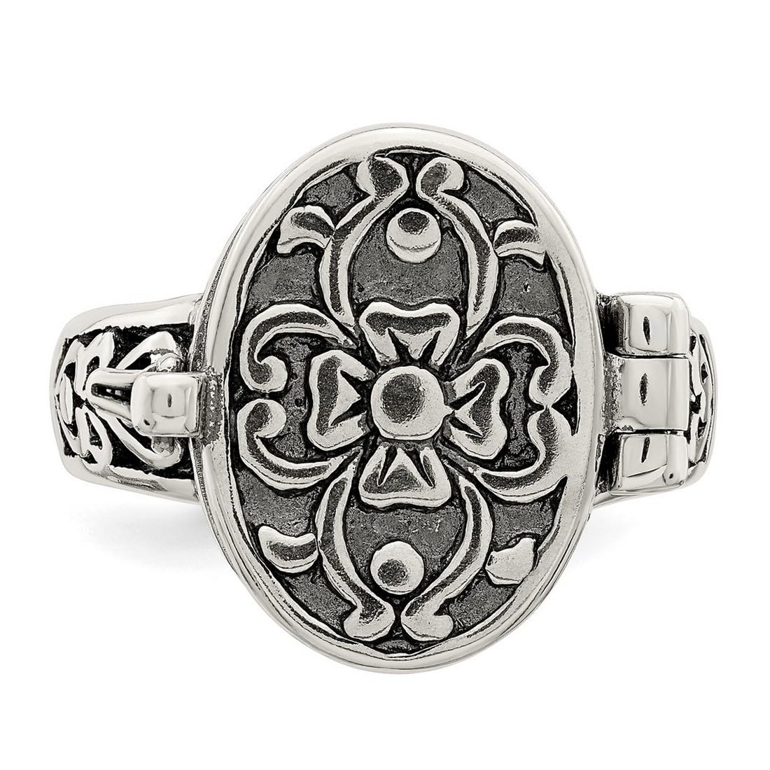 925 Sterling Silver Oxidized Antique Photo Locket Pendant Necklace Ring for Women - 17.5mm Wide Handmade Jewelry, Perfect for Gifts, Anniversaries & Special Occasions