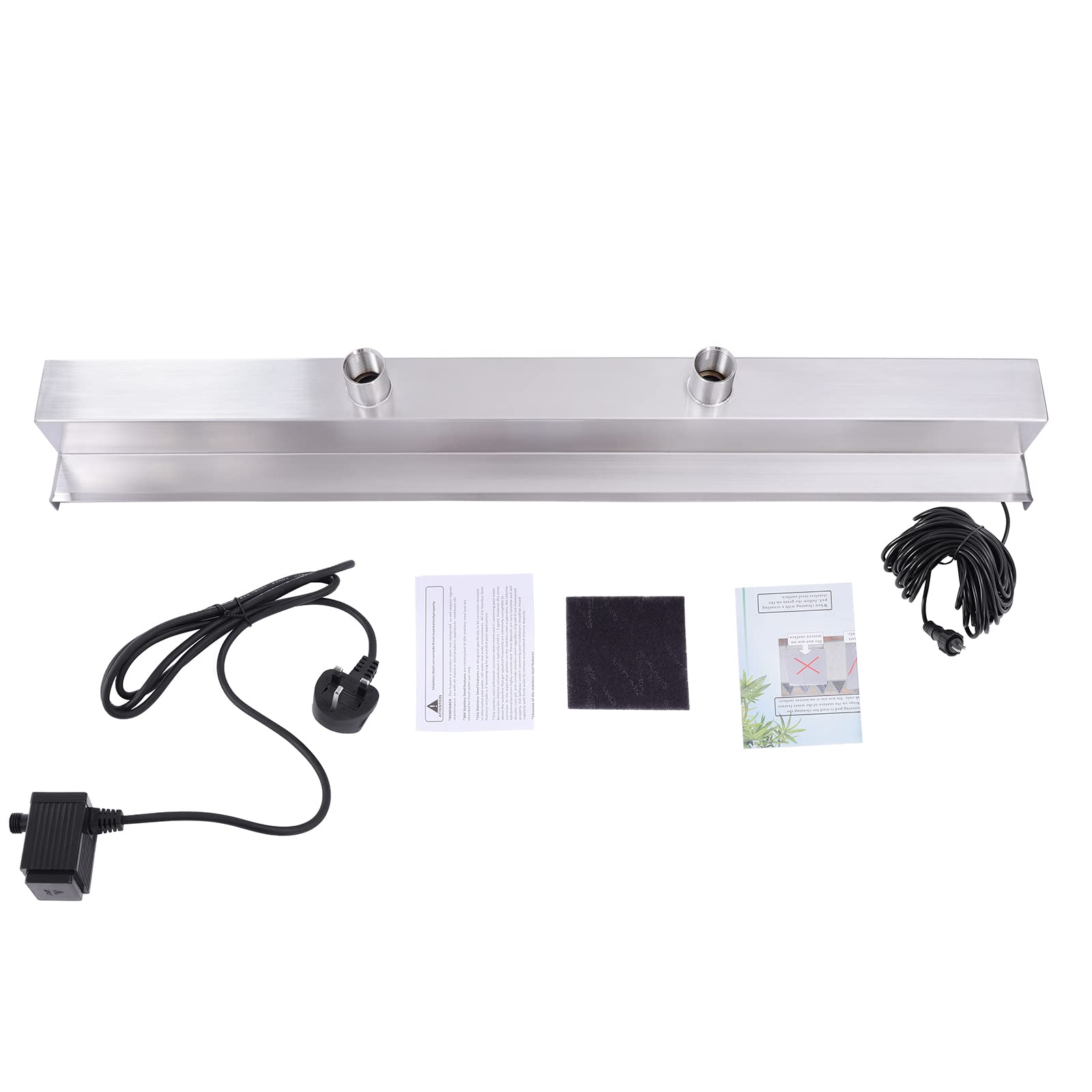 Stainless Steel Pool Fountain Waterfall Spillway - 35.4 Inch Rectangular LED Pond Waterfall for Garden, Backyard & Outdoor Decor | Perfect for Swimming Pools, Koi Ponds & Landscape Water Features
