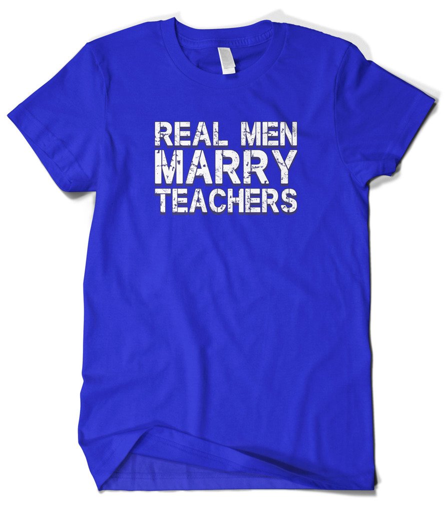 Cybertela Men's Real Men Marry Teachers T-Shirt - Funny Teacher Appreciation Gift for Husband, Boyfriend - Perfect for School Events & Couples Wear