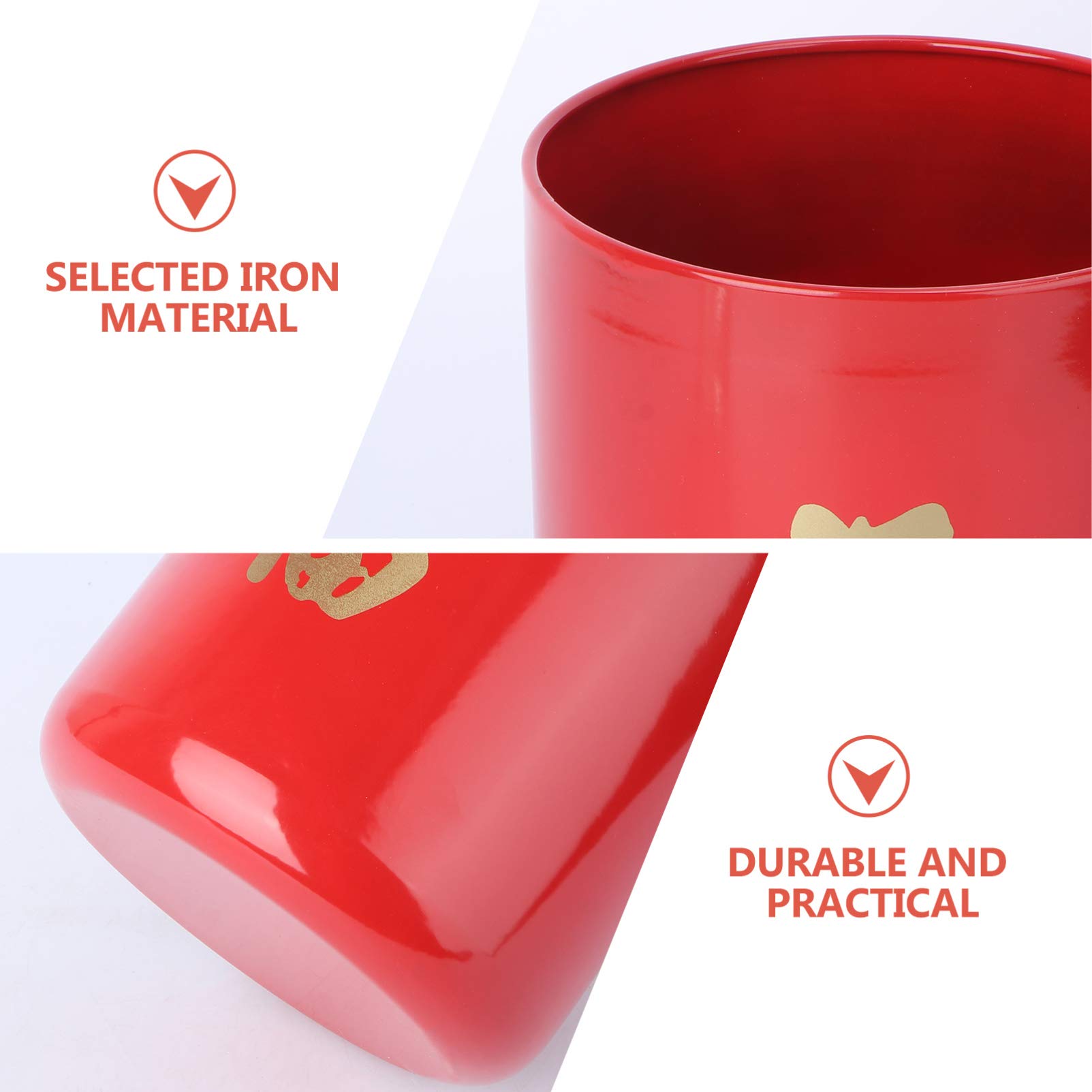 DOITOOL Chinese New Year Floral Arrangement Bucket - 1pc Iron Fu Word Hug Bucket for Flower Decor, Unique Home & Wedding Centerpiece, Festive Holiday Decoration