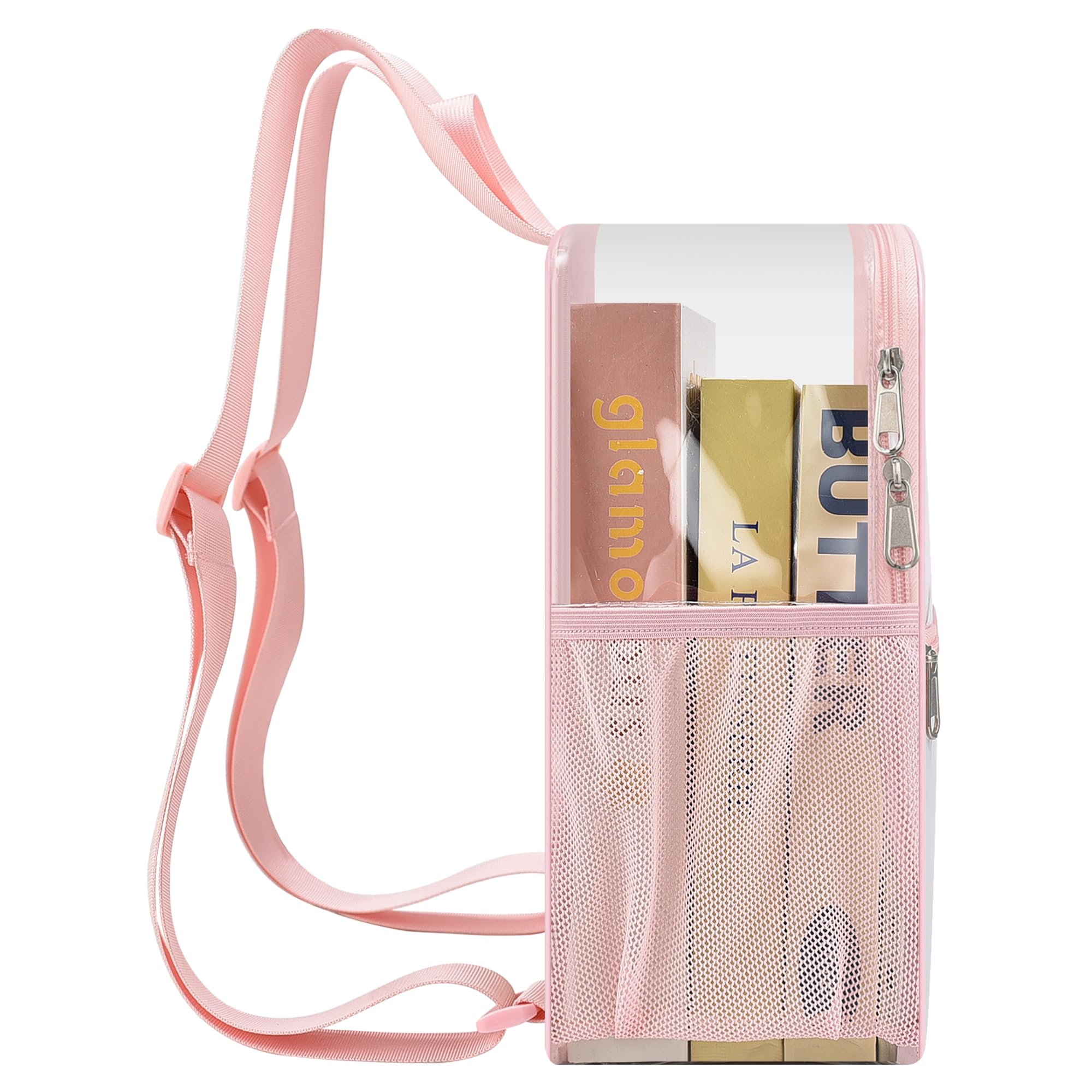 Clear Backpack Stadium Approved 12×12×6 - Small Transparent Mini Backpack for Concerts, Beach, Work, Travel & Sports (Pink) | Perfect for School Security Checks, Theme Parks & Airport Security
