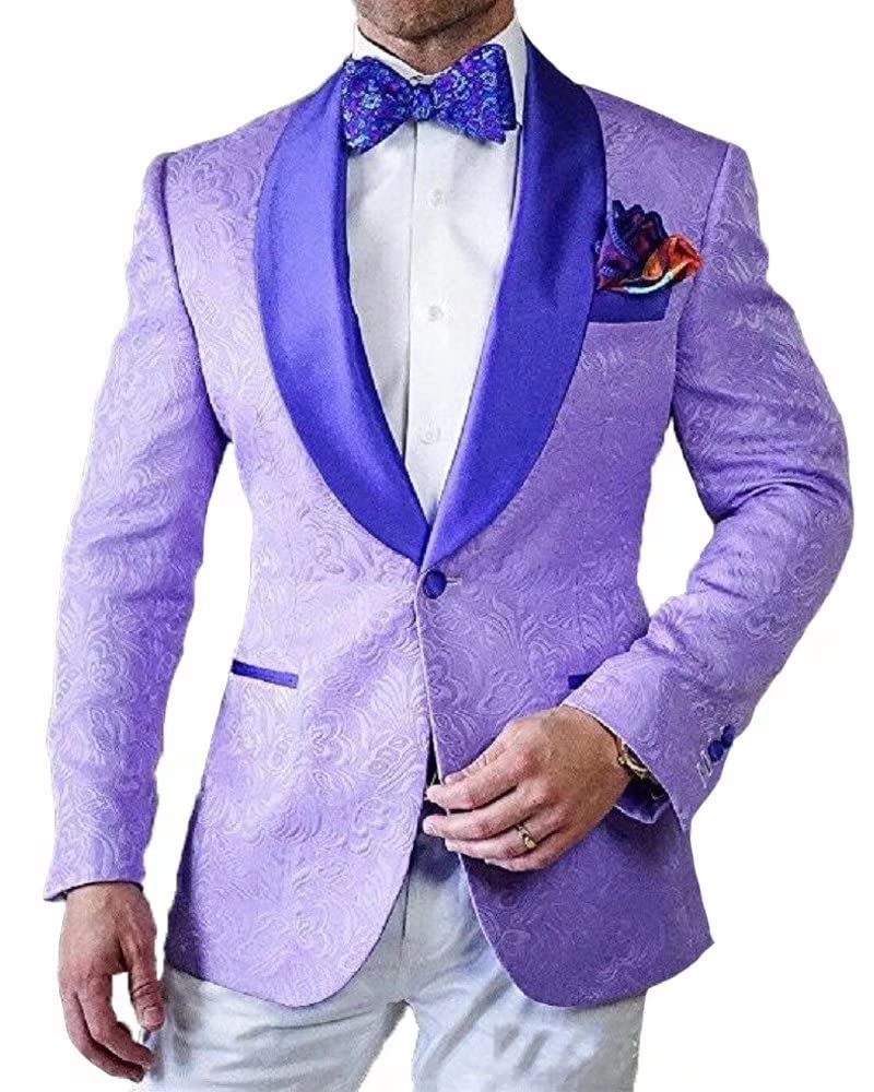 YiMinpwp Jacquard Men's Suit 2-Piece Set - Formal Blazer & Dress Pants for Business, Wedding & Special Occasions