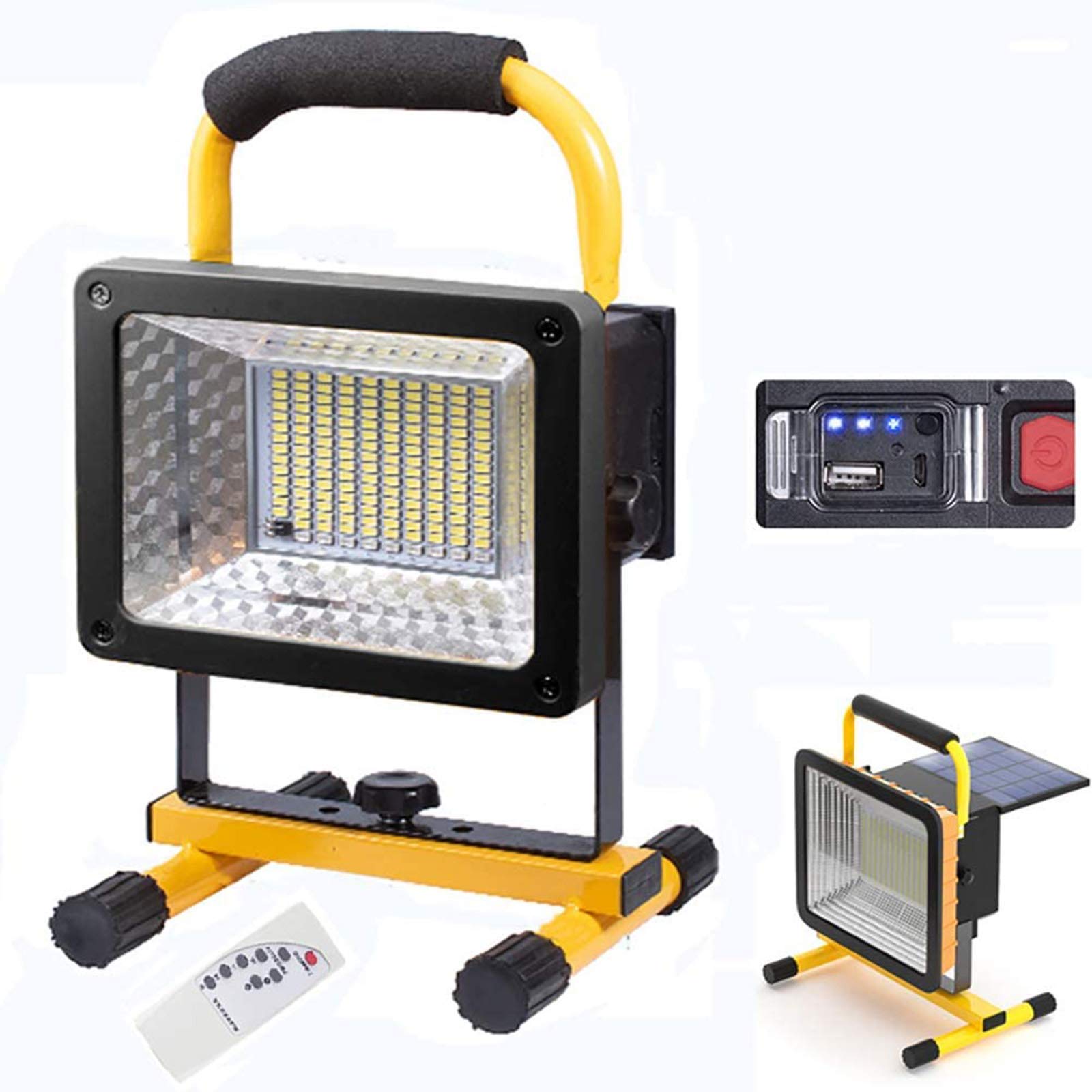 200W Super Bright LED Construction Work Light with Remote Control - Rechargeable 13200mAh Battery, 3 Lighting Modes, IPX6 Waterproof - Portable Outdoor Floodlight for Job Sites, Camping, Emergency & Night Work