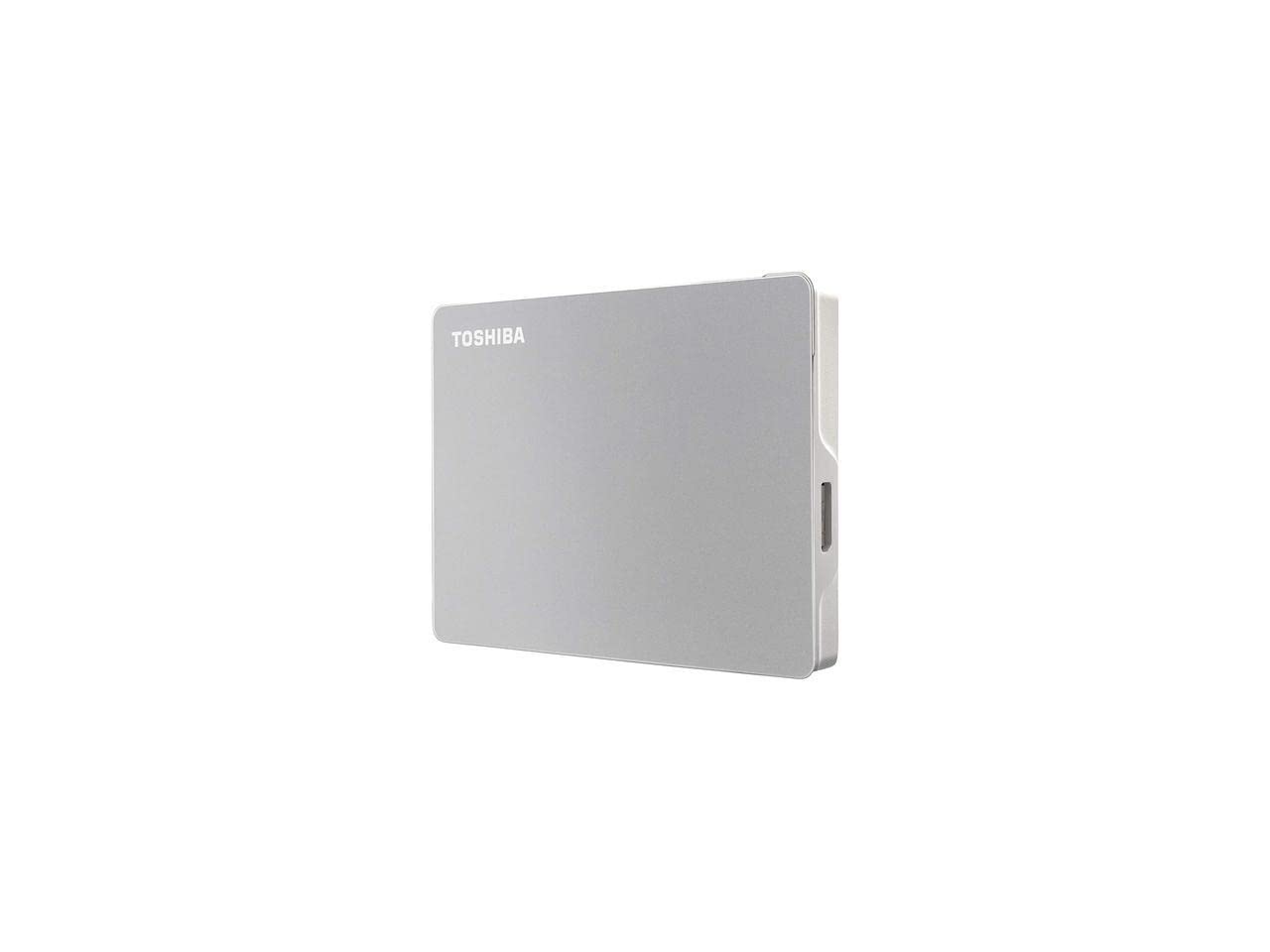 Toshiba Canvio Flex 2TB Portable External Hard Drive USB-C USB 3.0 - Compatible with PC, Mac & Tablet (Silver) - HDTX120XSCAA - Perfect for Data Backup, File Storage & On-the-Go Computing