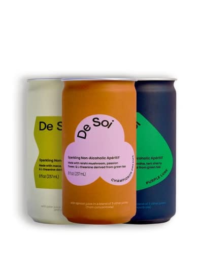 Katy Perry De Soi Variety Pack - Non-Alcoholic Sparkling Botanical Beverages with Adaptogens, Vegan & Gluten Free (12 x 8 Fl Oz Cans) | Perfect for Parties, Wellness Routines & Sober Celebrations