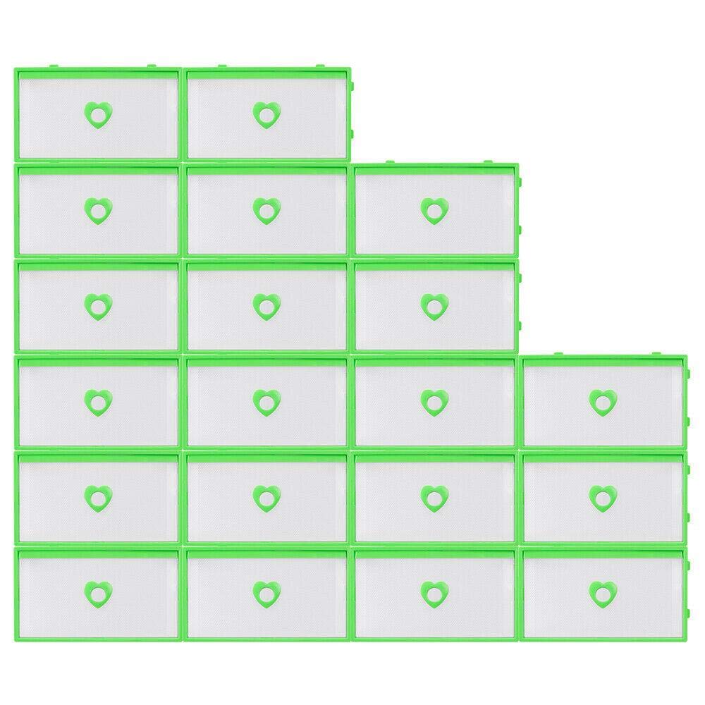 20-Piece Clear Plastic Stackable Shoe Storage Box Organizer - Foldable Drawer Shoe Box for Closet, Wardrobe & Shelves - Perfect for Sneakers, Boots & Seasonal Shoe Organization