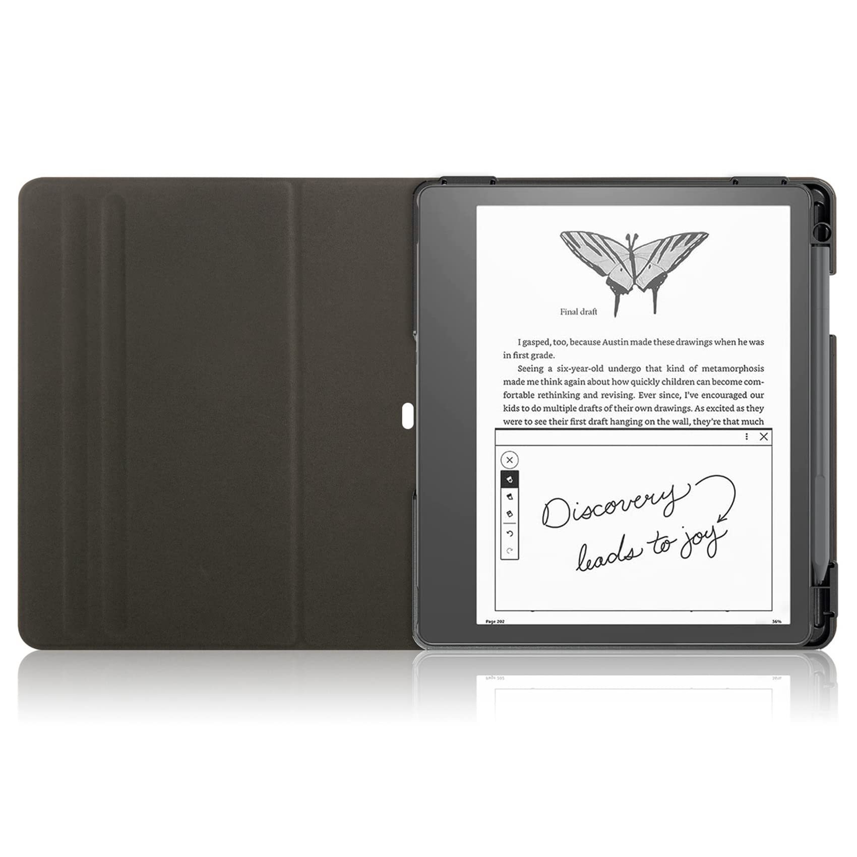 Enoxboo Protective Case with Pen Holder for Kindle Scribe 2022 - Foldable Stand Cover with 360° Rotation & Auto Wake/Sleep - Perfect for Reading, Note-Taking & Travel